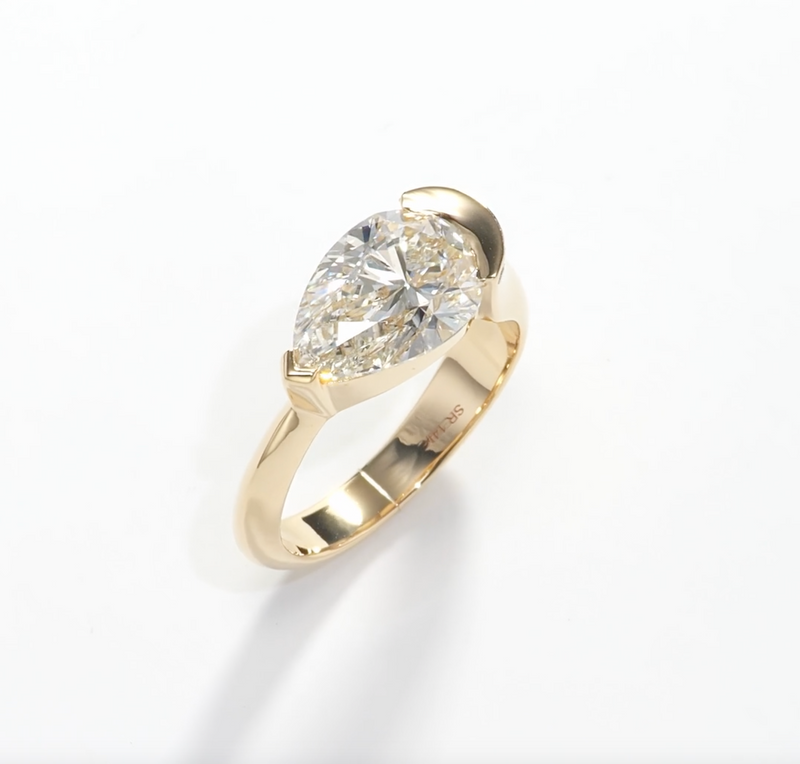 Pear Signet Engagement Ring