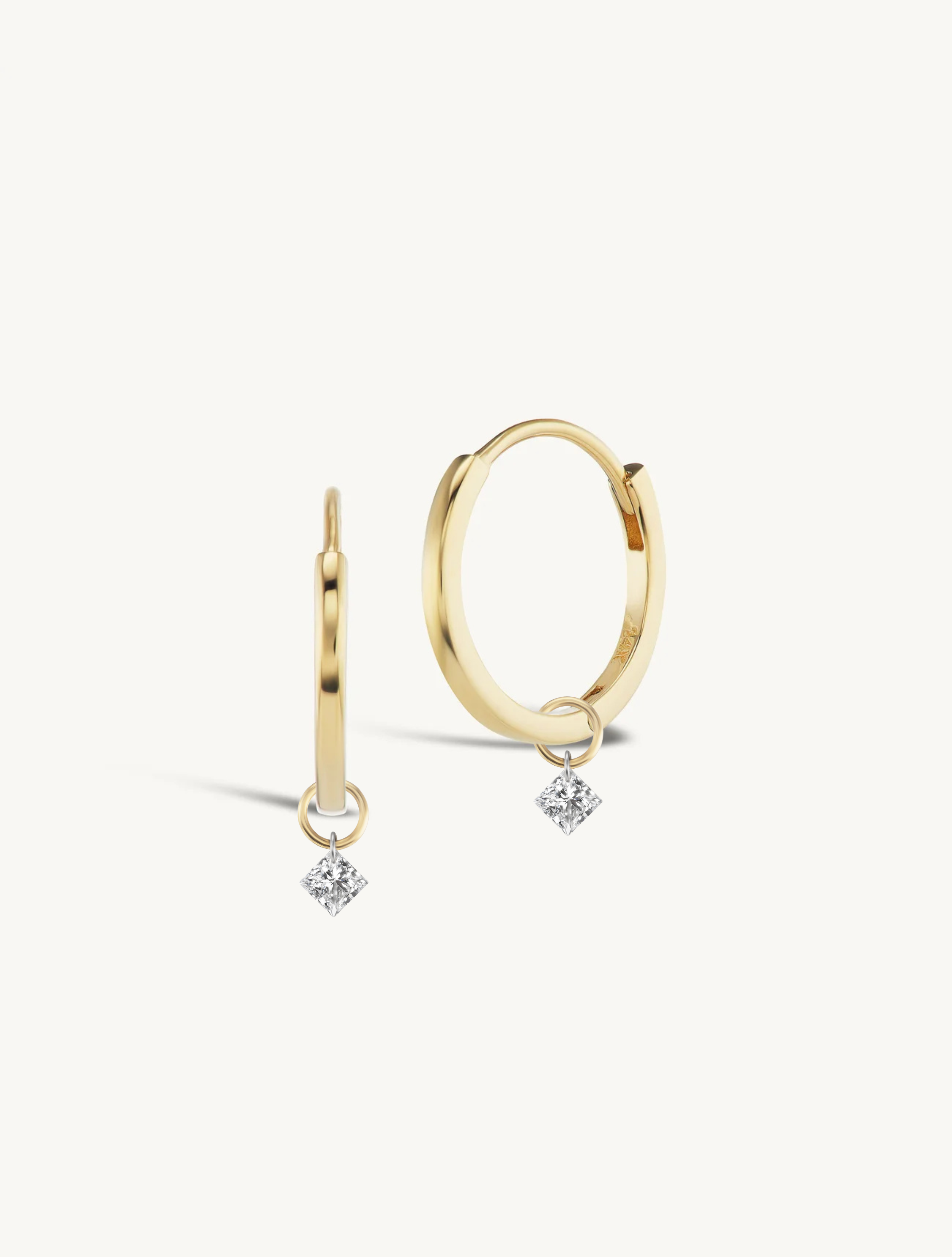 12mm Gold Huggies + Free Mini Diamond Charms