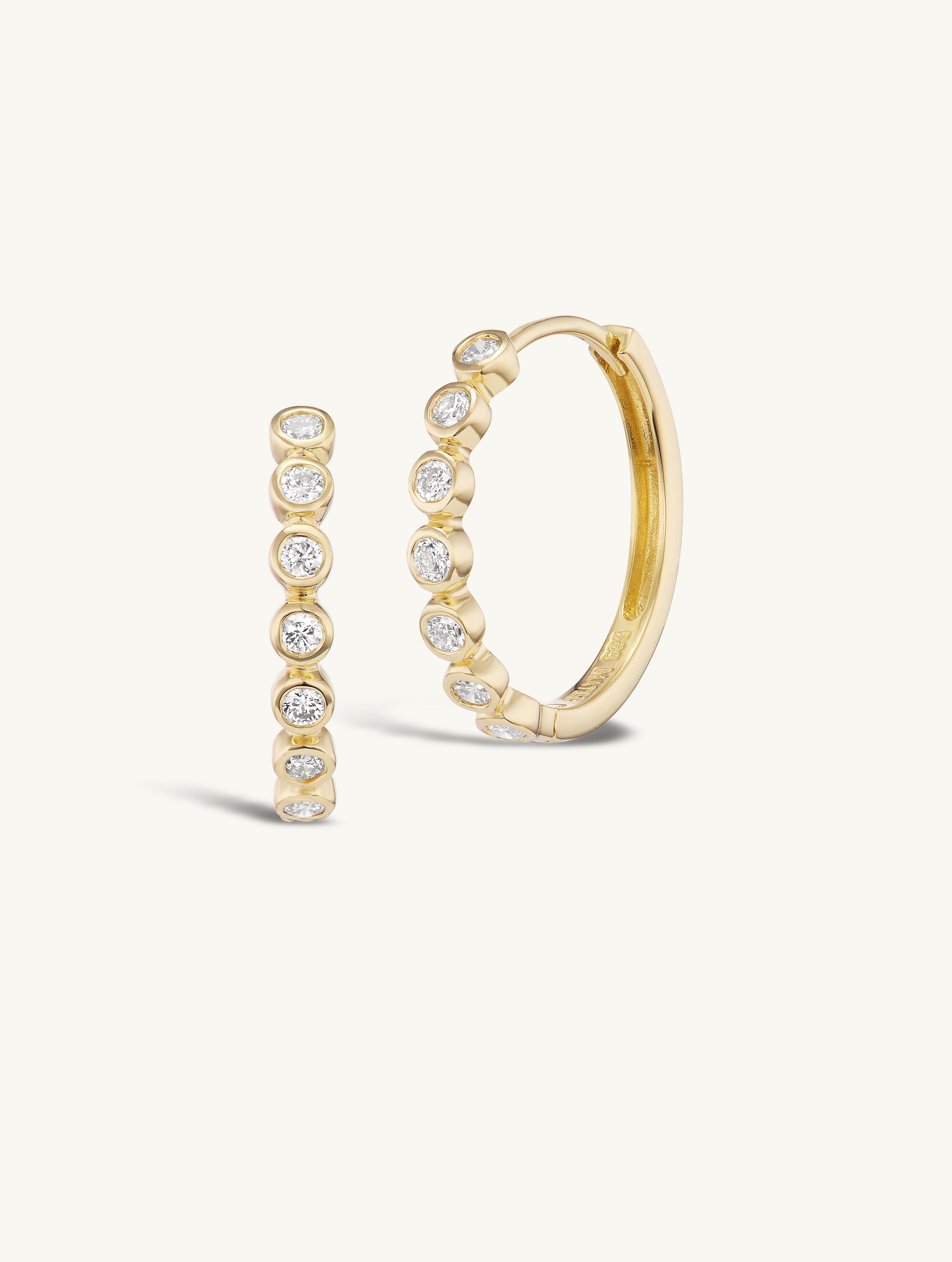 15mm Diamond Bezel Hoops