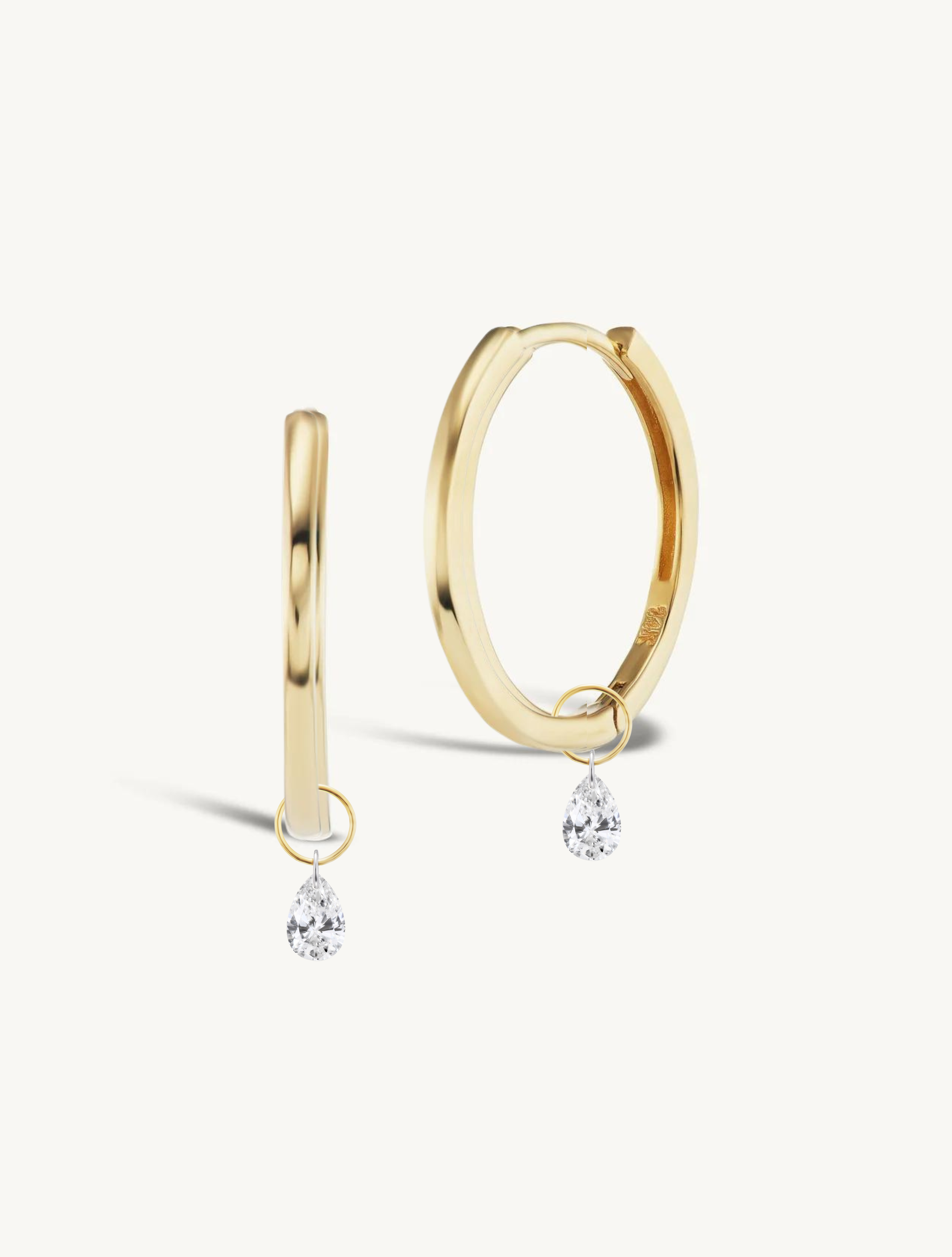15mm Gold Huggies + Free Mini Pierced Diamond Charms