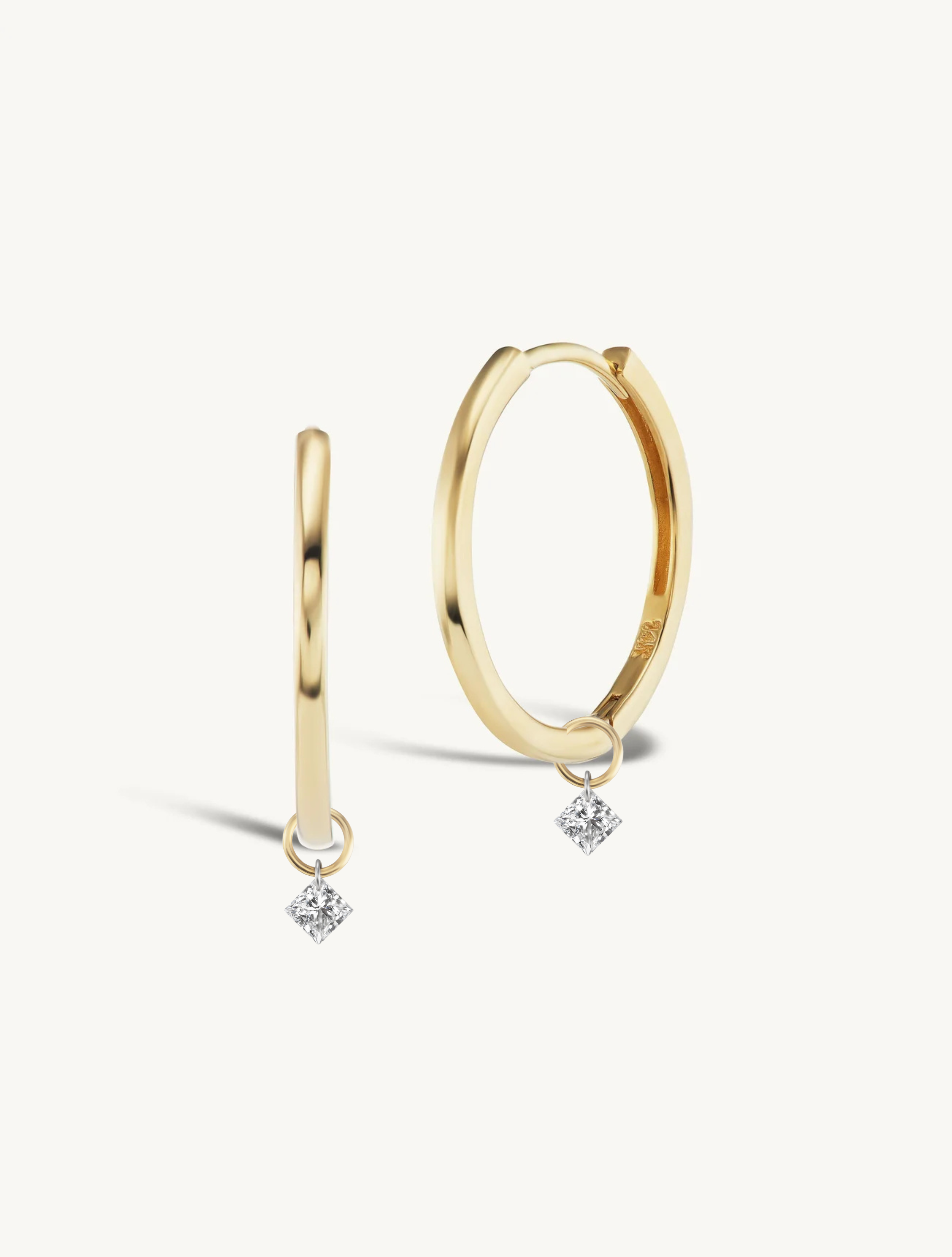 15mm Gold Huggies + Free Mini Pierced Diamond Charms