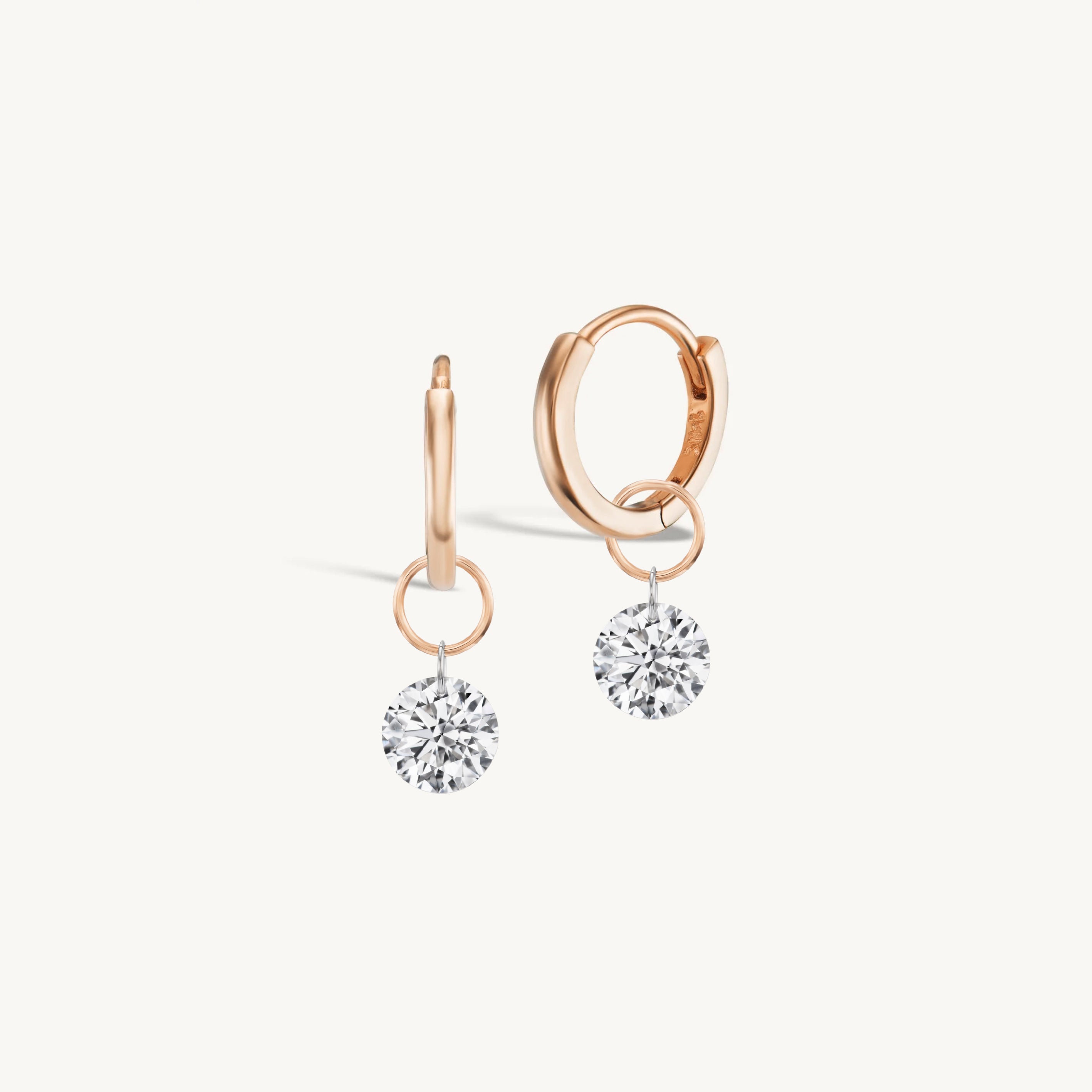 XL Round Pierced Diamond Charm + Free 8mm Gold Huggies