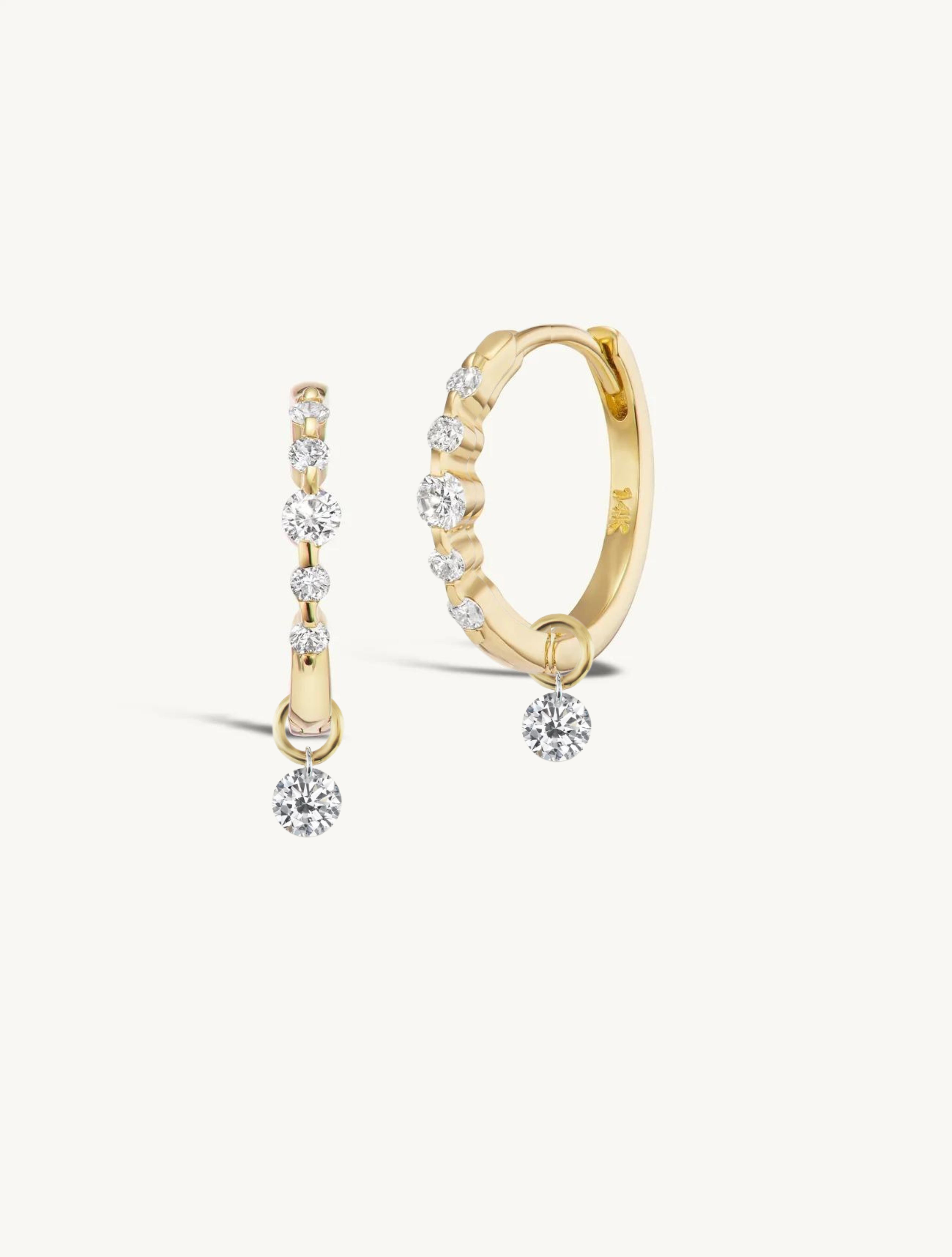 Graduating Diamond Hoops + Free Mini Round Diamond Charms