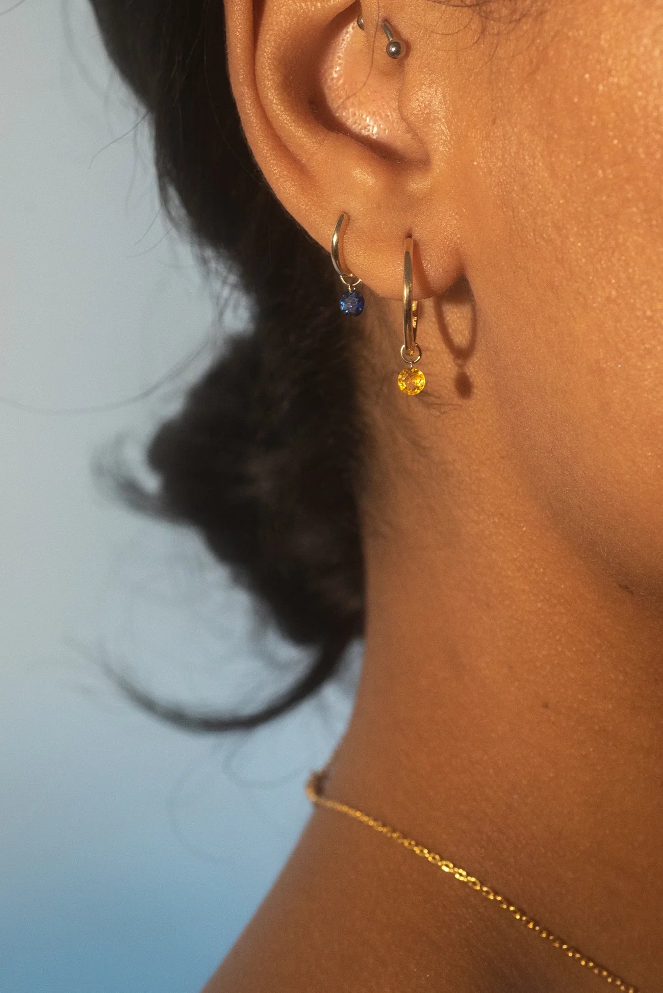 15mm Gold Huggies + Free Mini Round Pierced Diamond Charms
