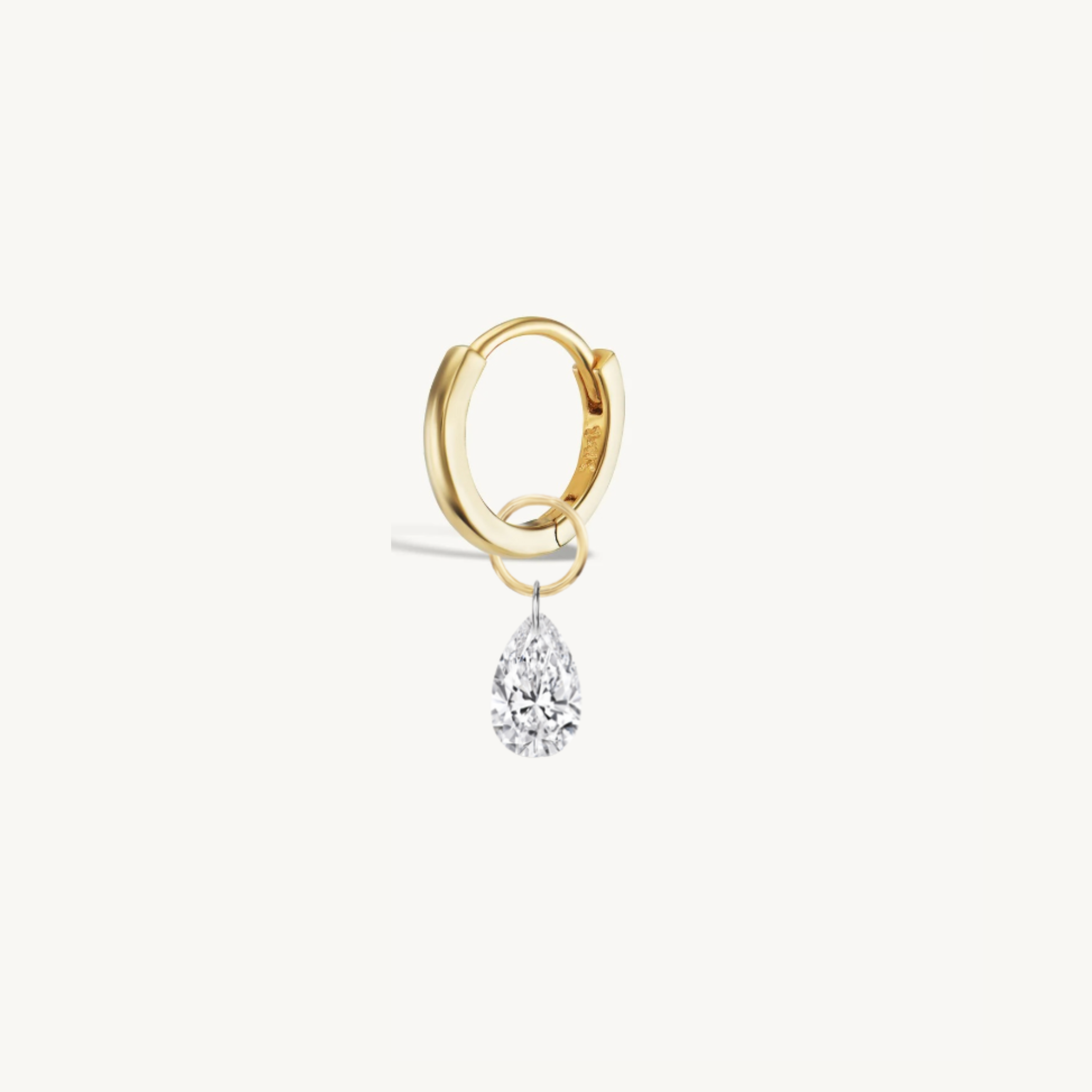 XL Pear Pierced Diamond Charm + Free 8mm Gold Huggies