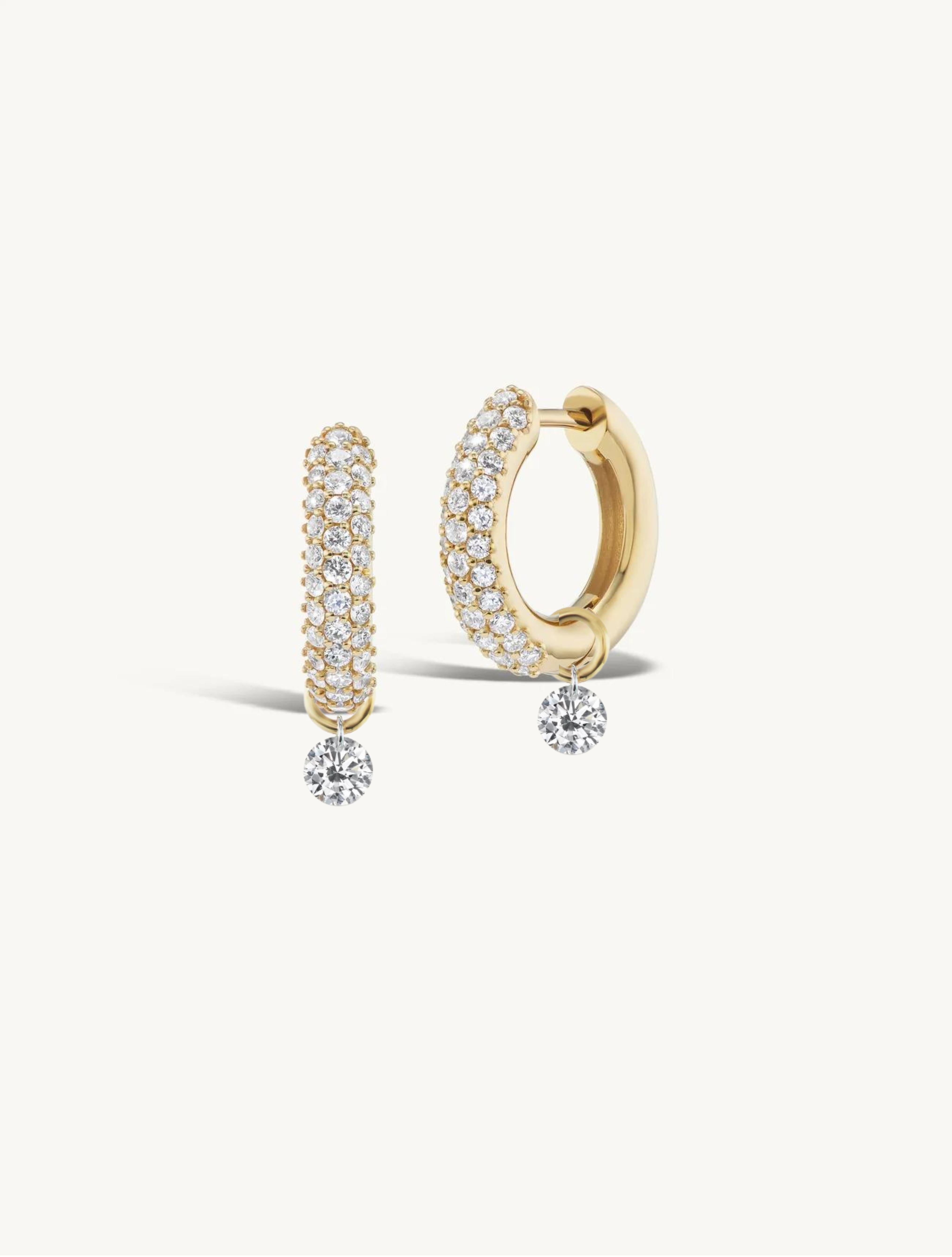 Sunrise Pave Hoop + Free Mini Round Diamond Charms