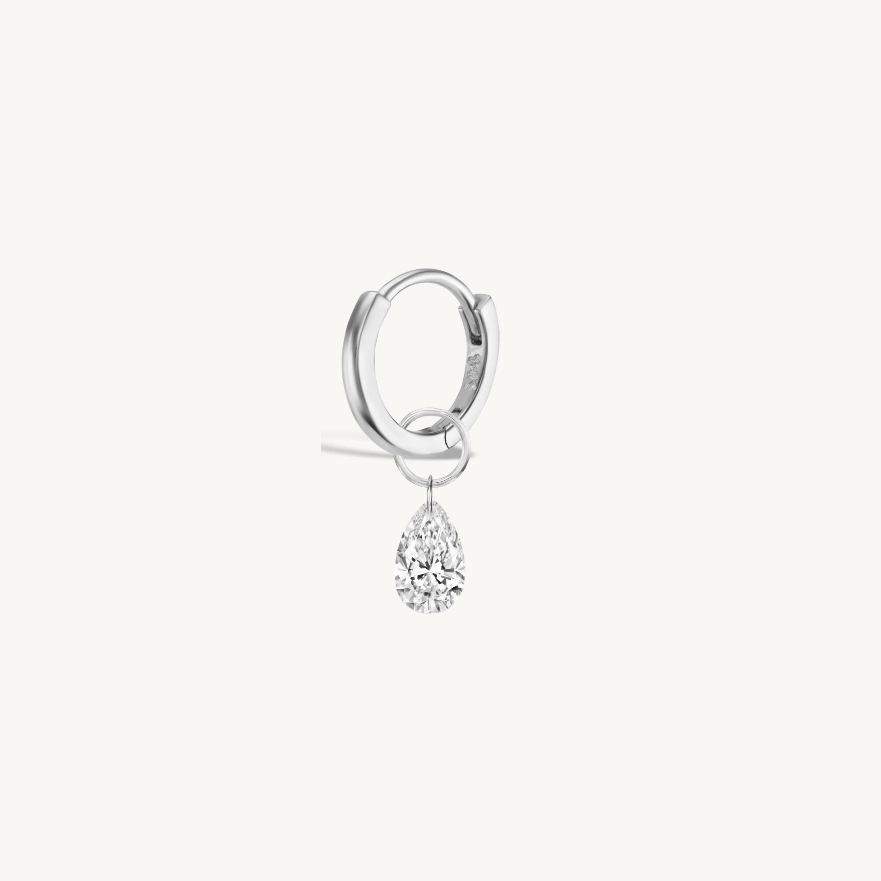 XL Pear Pierced Diamond Charm + Free 8mm Gold Huggies