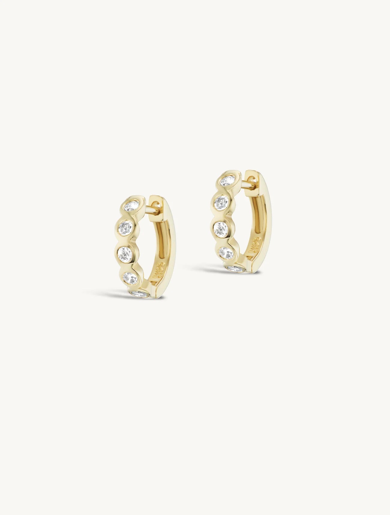 8mm Diamond Bezel Hoops + Free Mini Round Diamond Charms