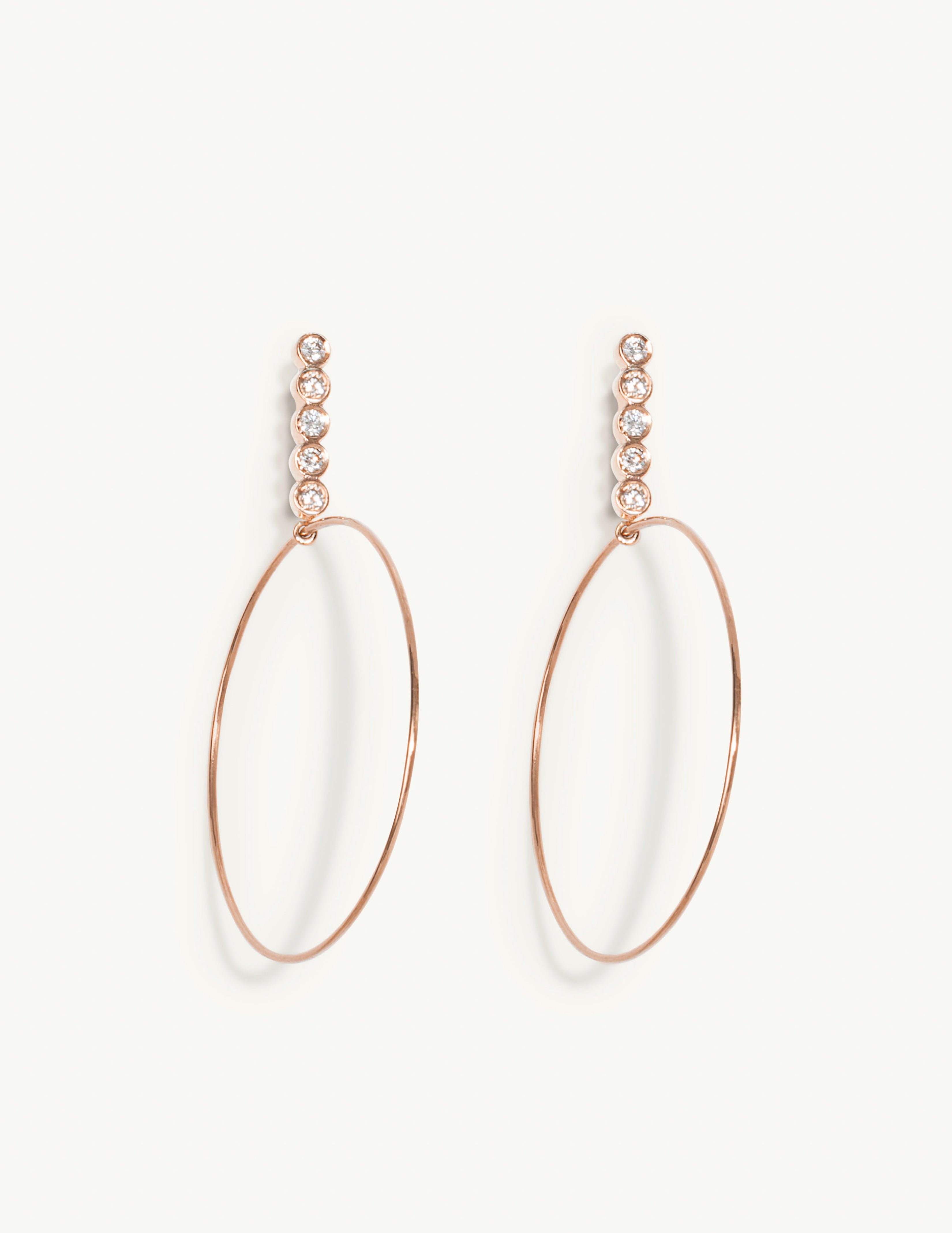 Large Five Diamond Drop Hoops