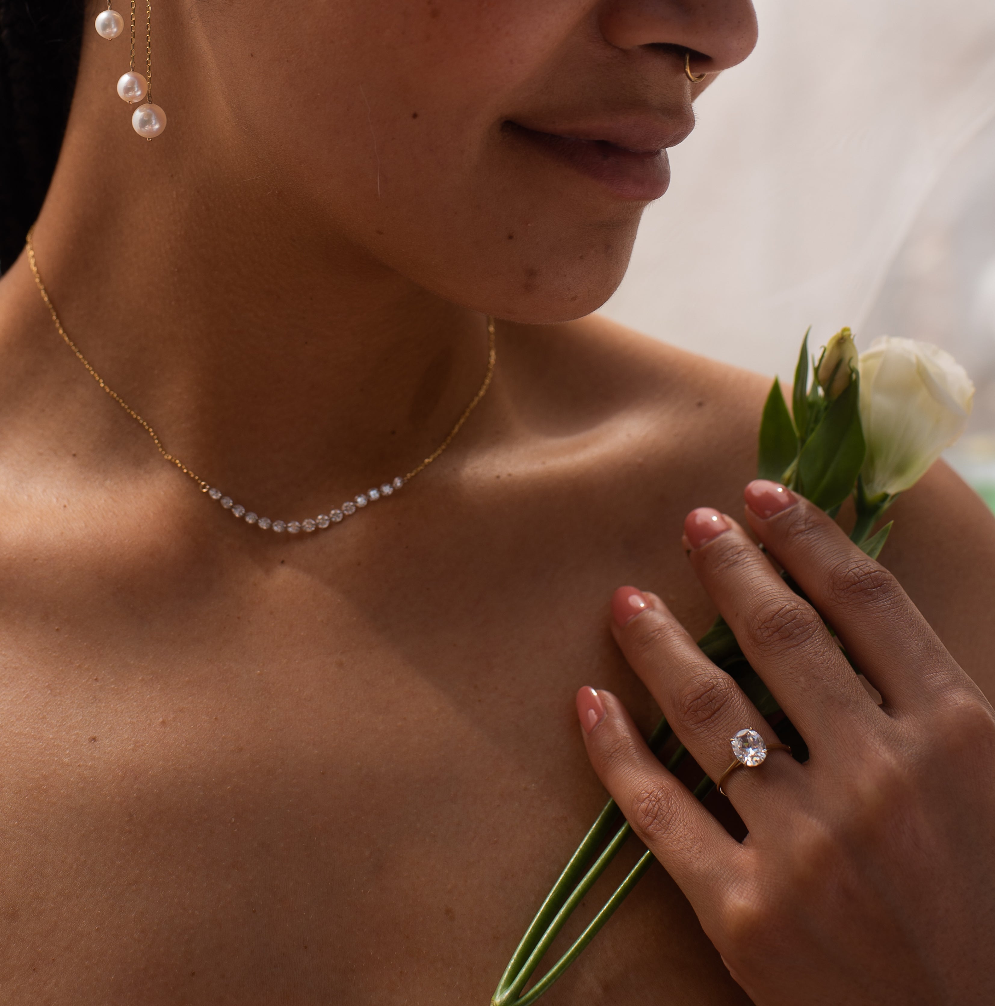 Floating Oval Engagement Ring