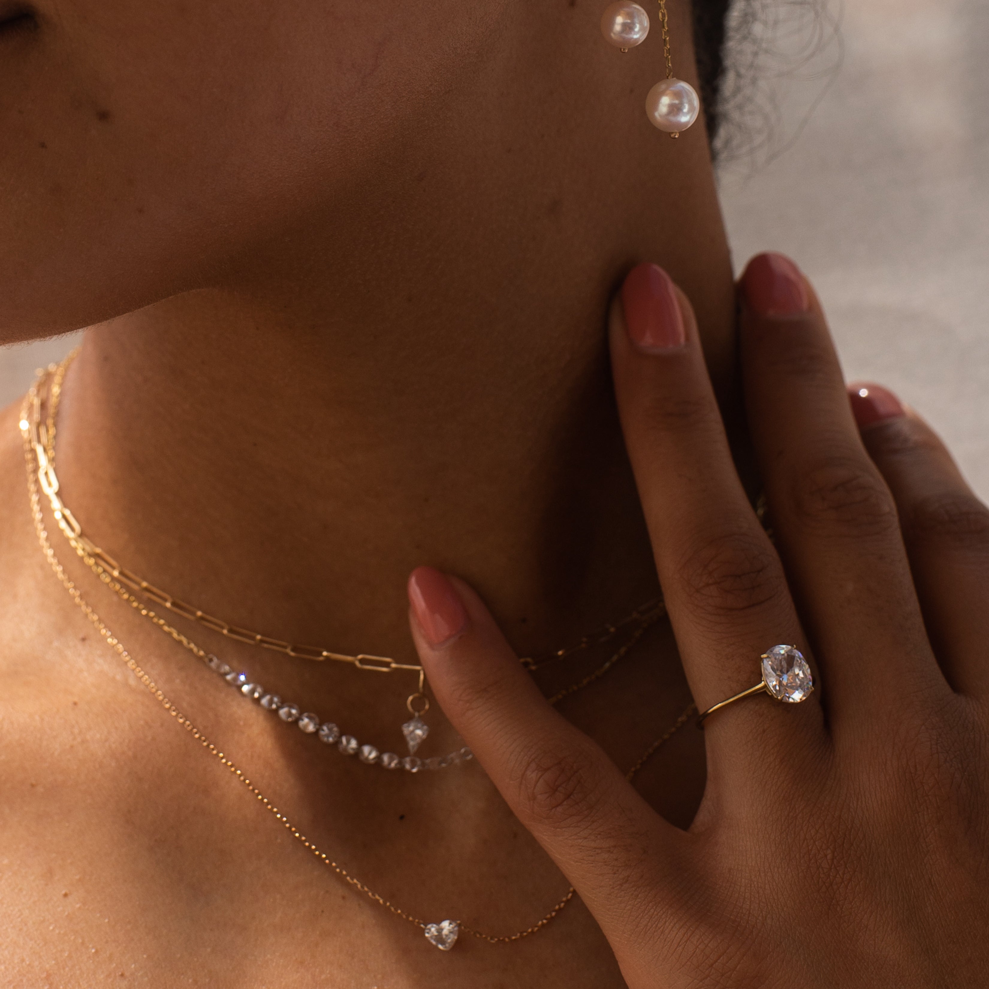 Floating Oval Engagement Ring