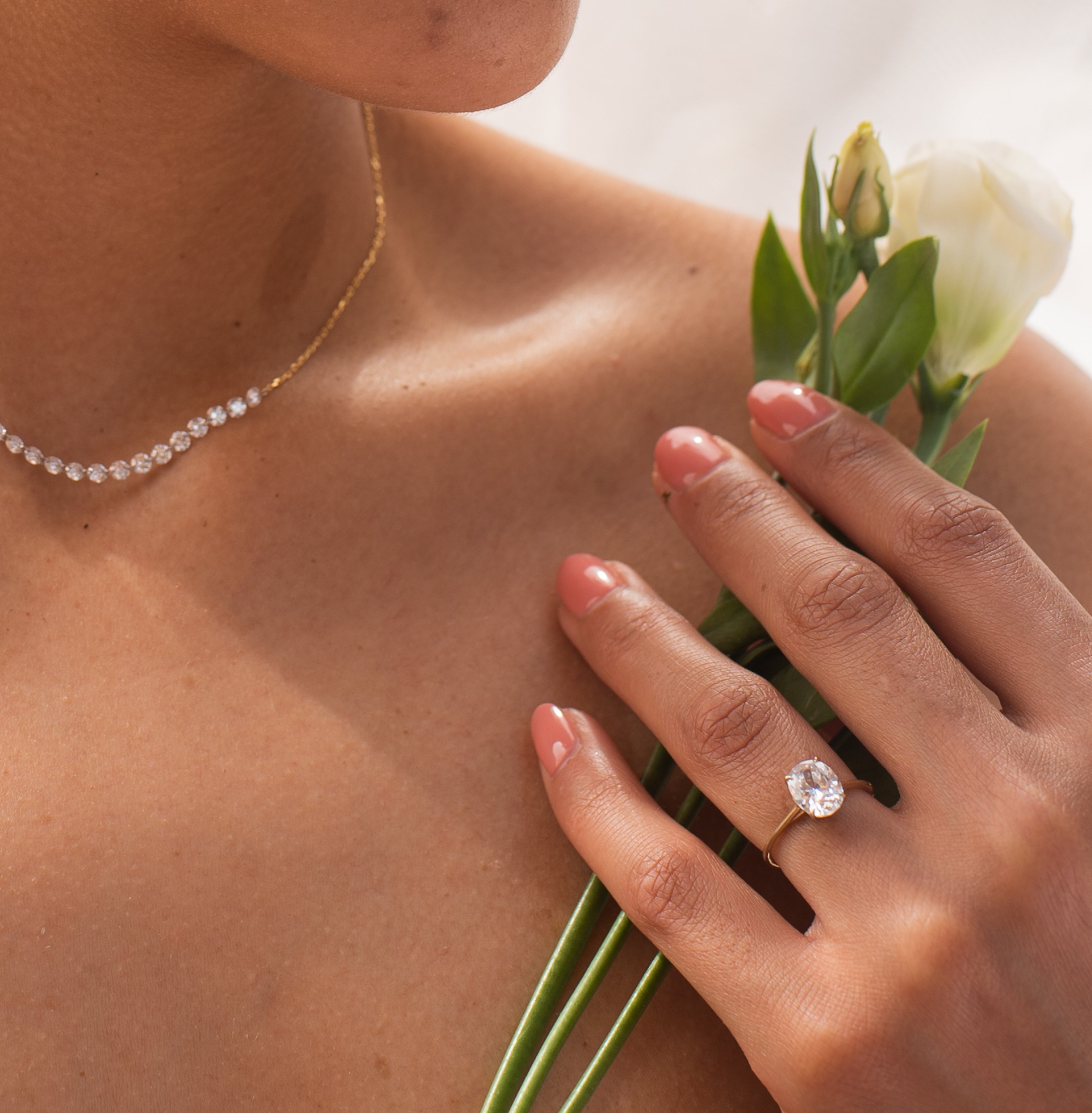 Floating Oval Engagement Ring