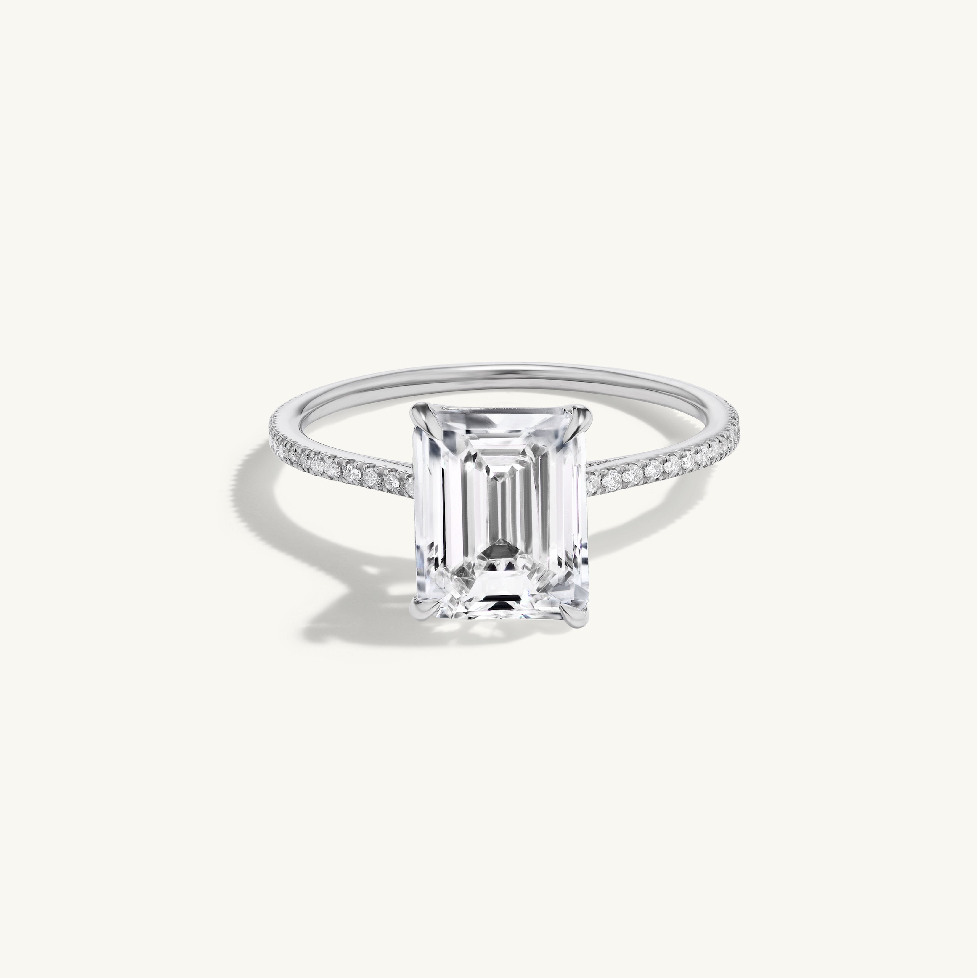 Pave Floating Emerald Engagement Ring