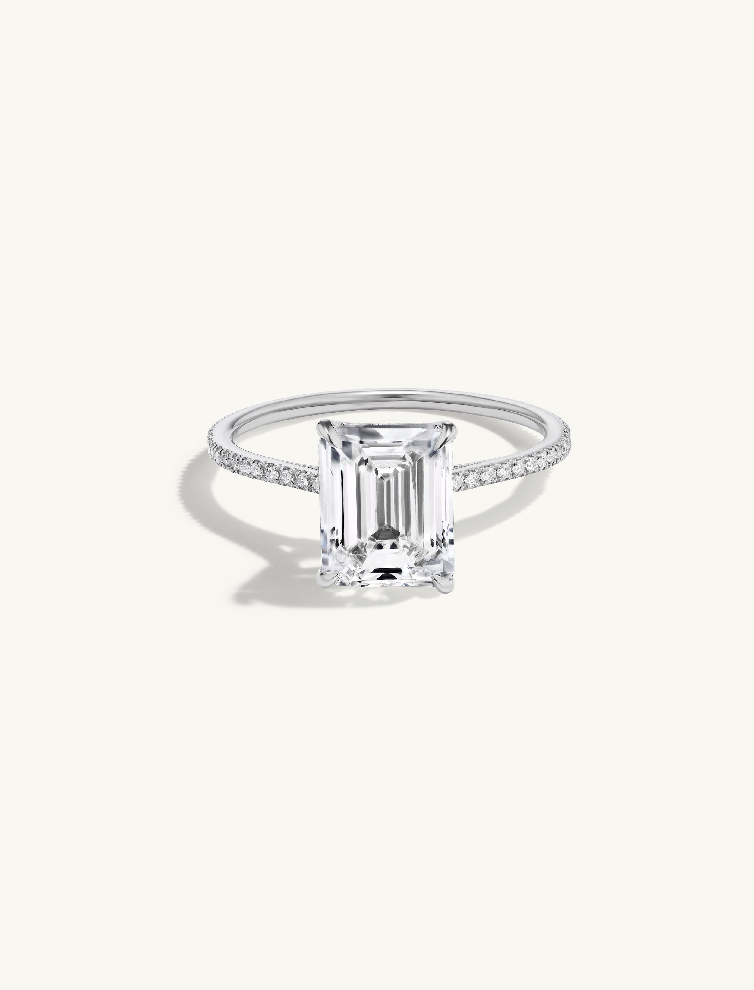 Pave Floating Emerald Engagement Try-On Ring
