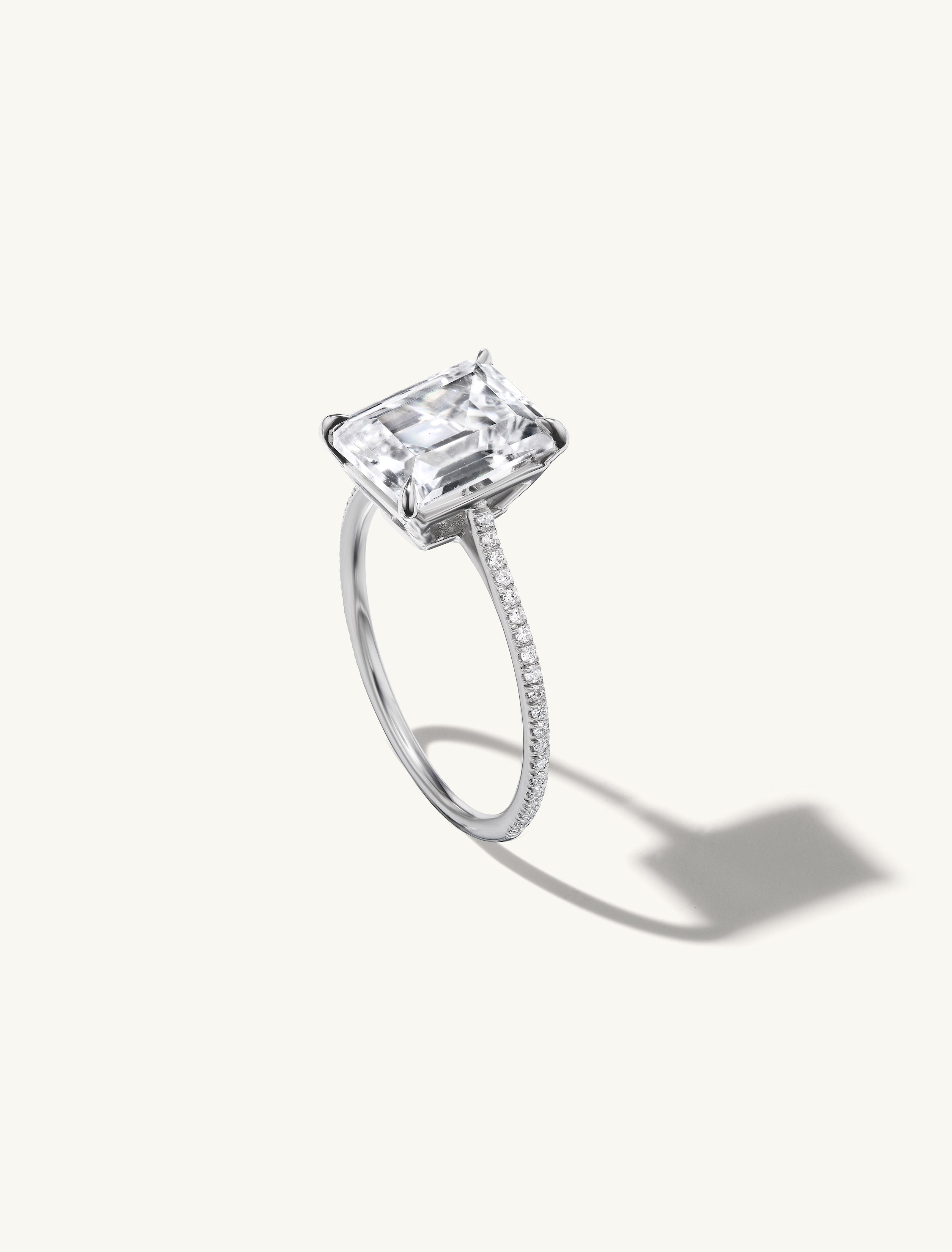 Pave Floating Emerald Engagement Ring
