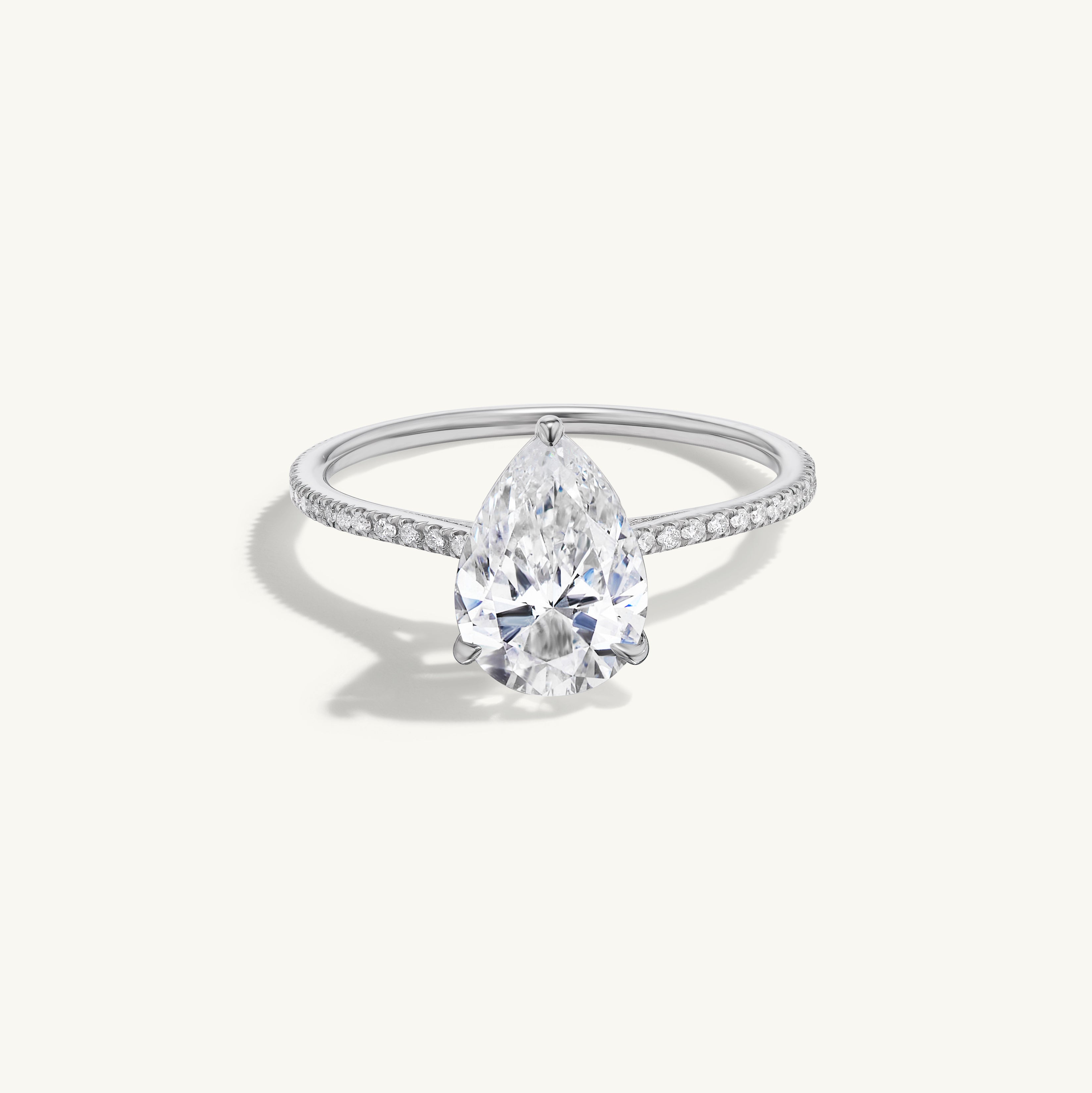 Pave Floating Pear Engagement Ring