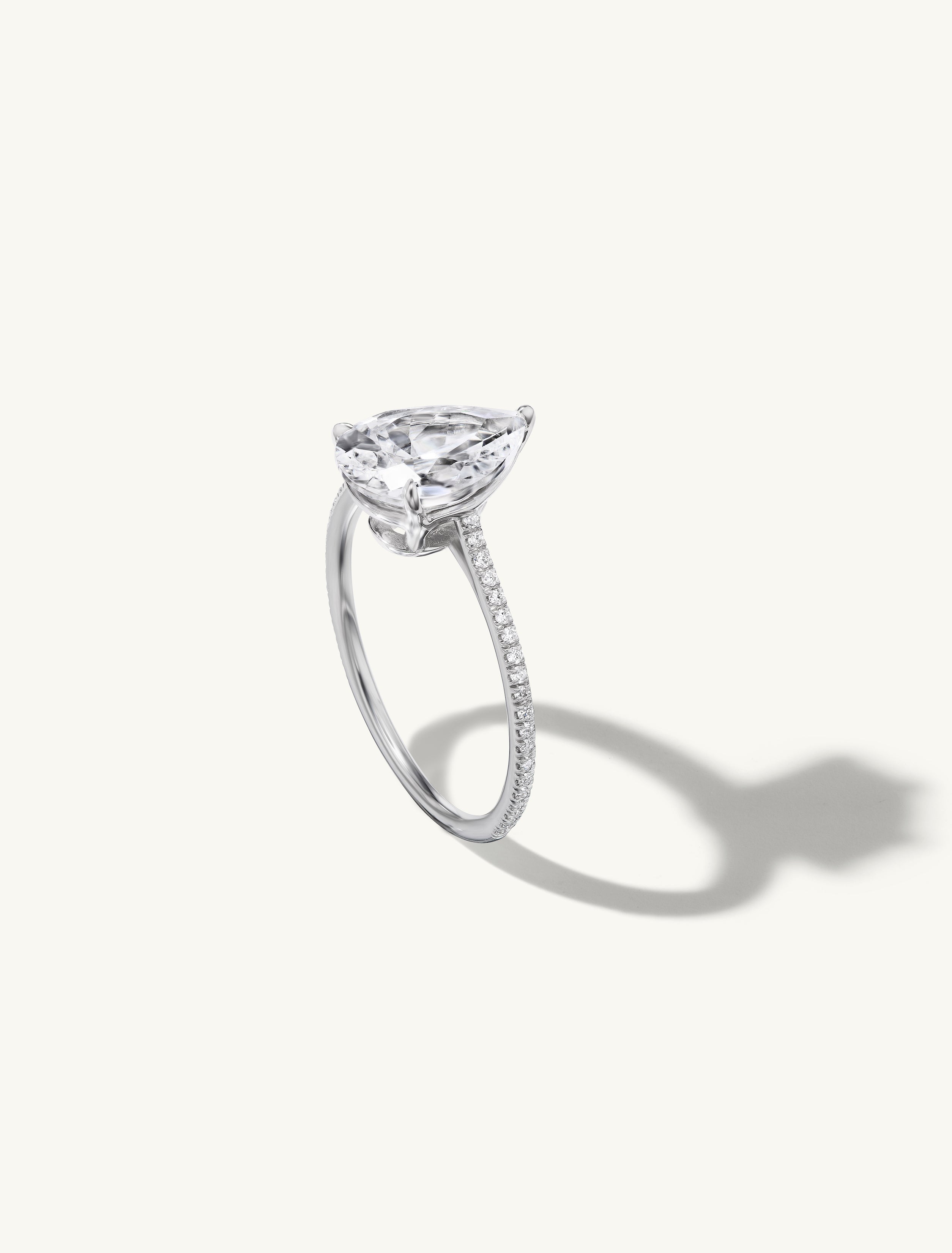 Pave Floating Pear Engagement Ring