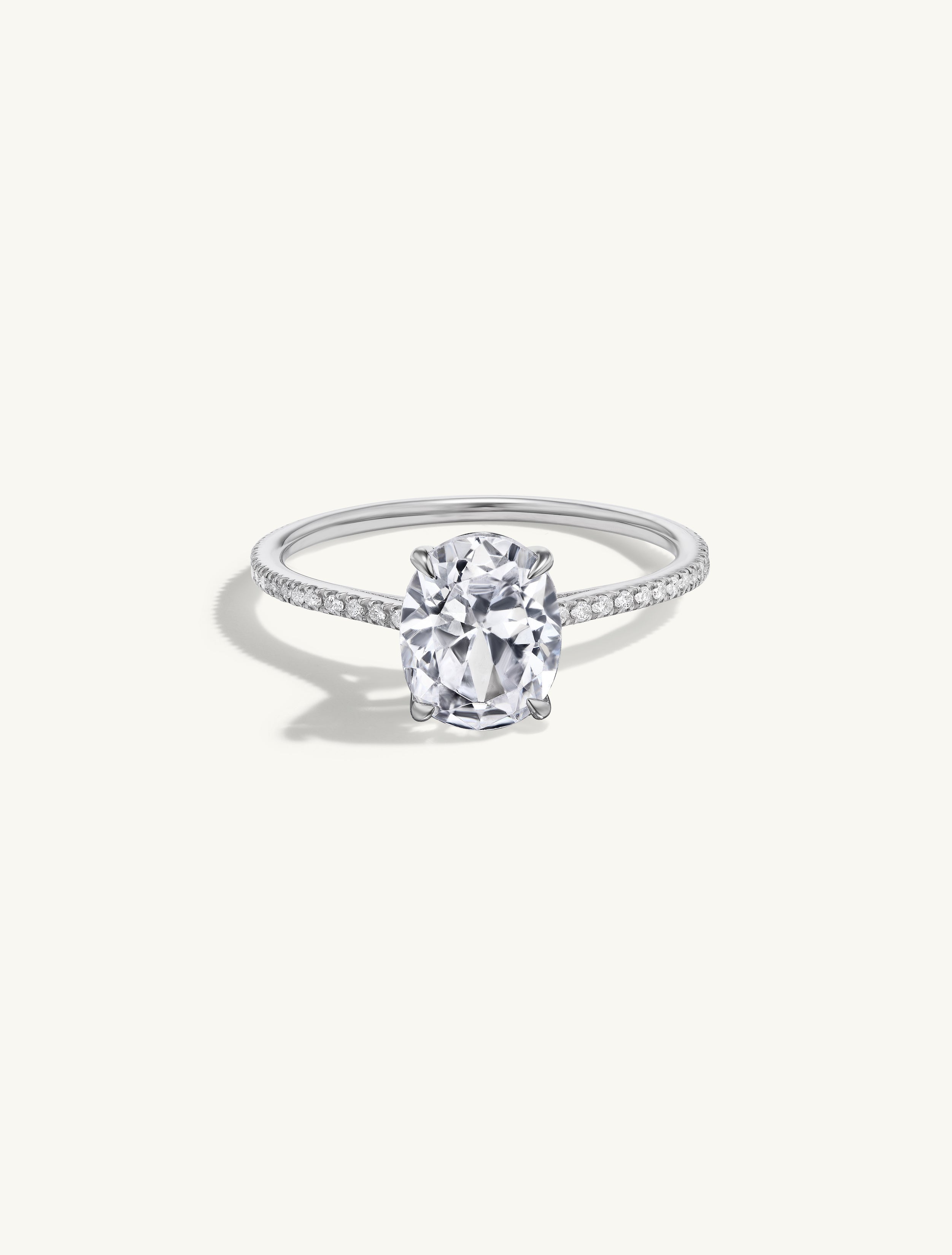 Pave Floating Oval Engagement Try-On Ring