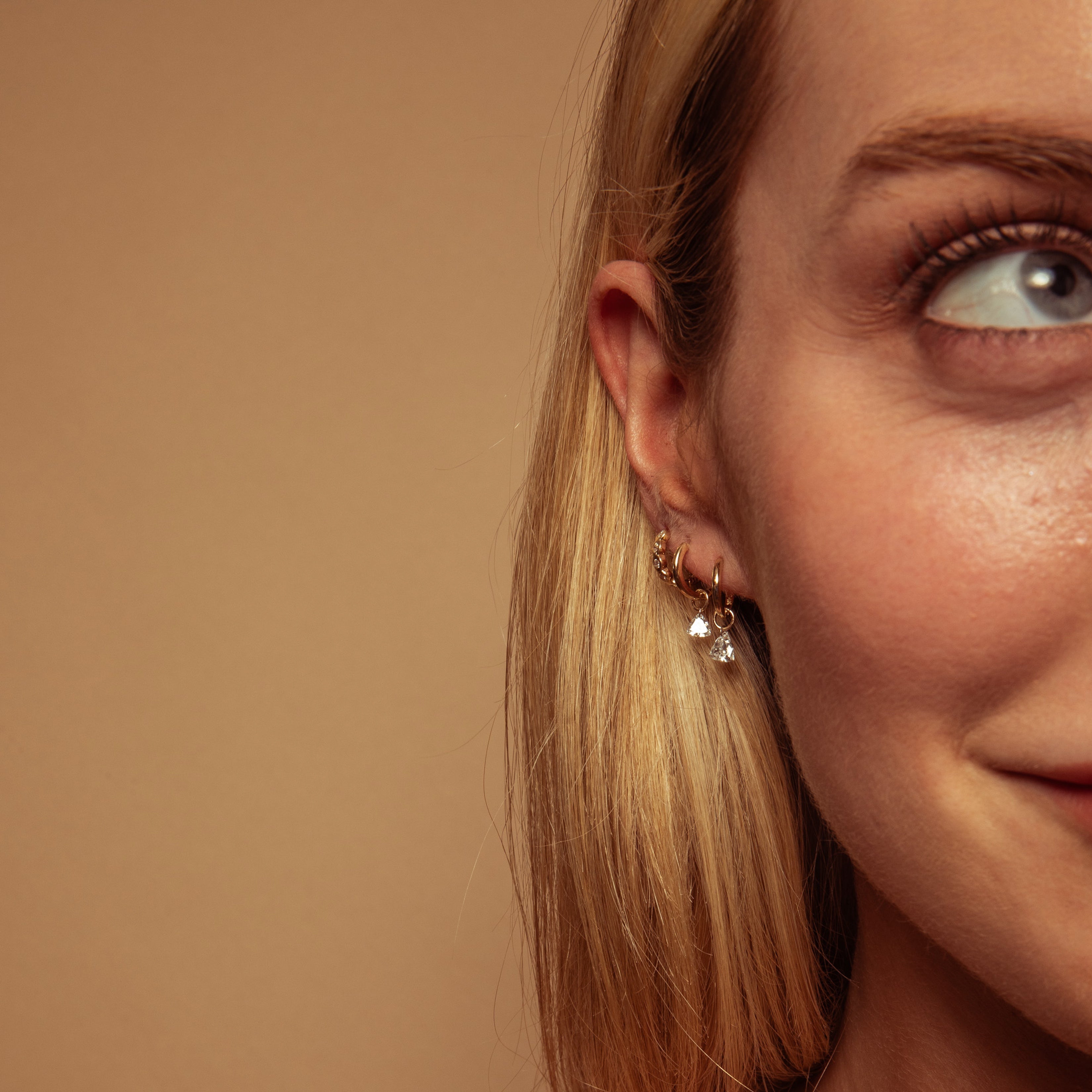 Small Trillion Pierced Diamond Charm for Huggies