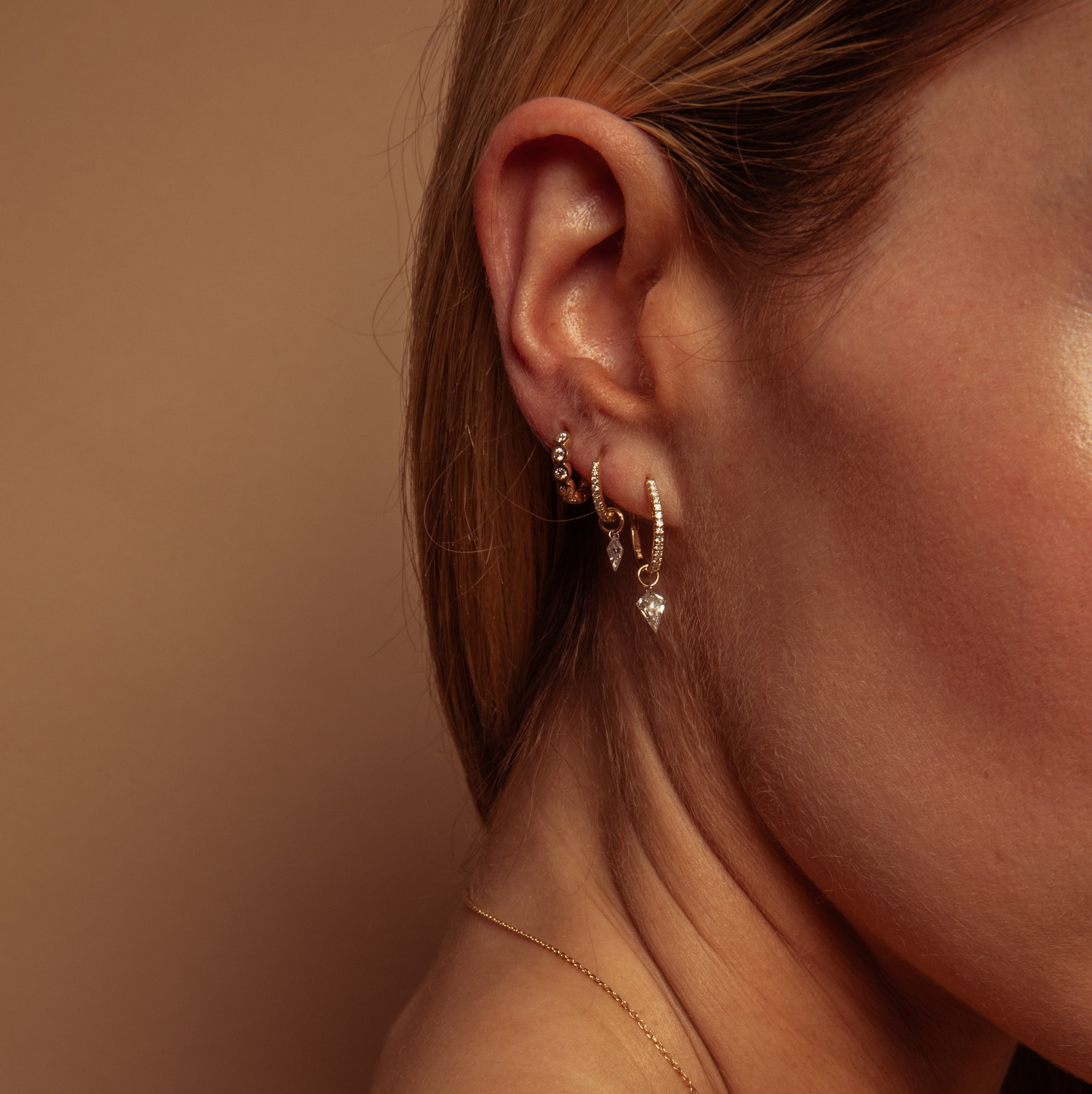 Small Kite Pierced Diamond Charm for Huggies