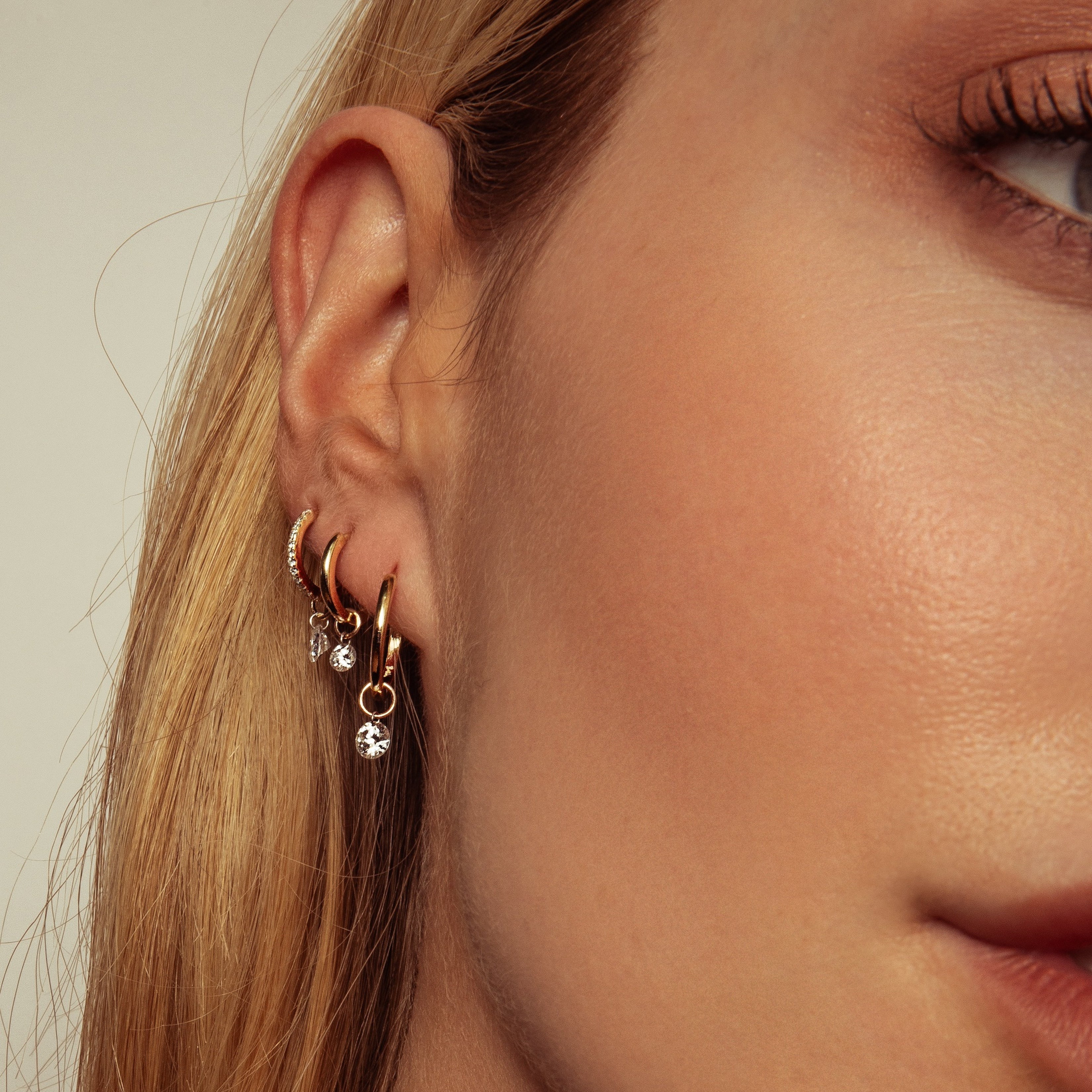 Small Round Pierced Diamond Charm for Huggies