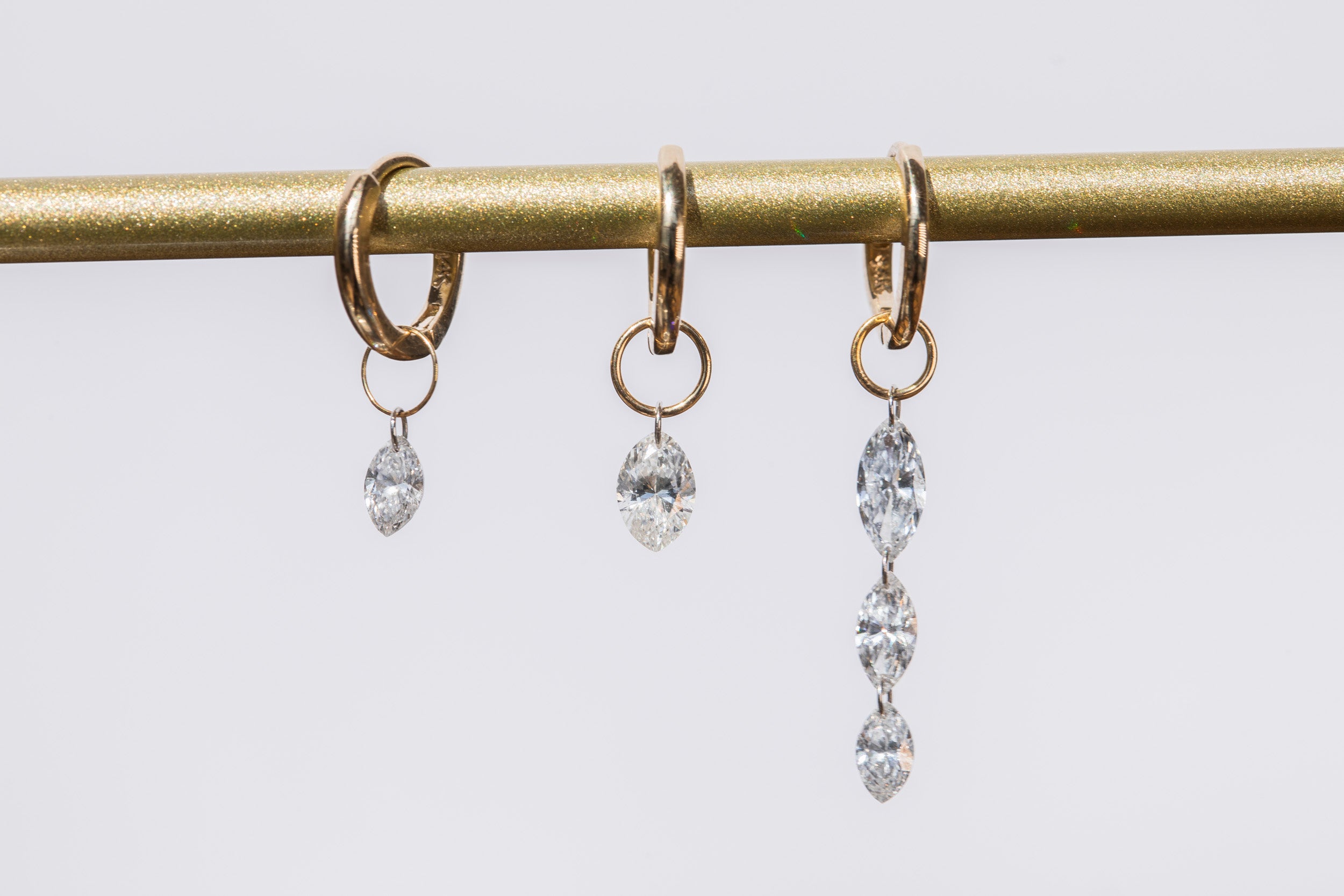 Large Marquise Pierced Diamond Charm for Huggies