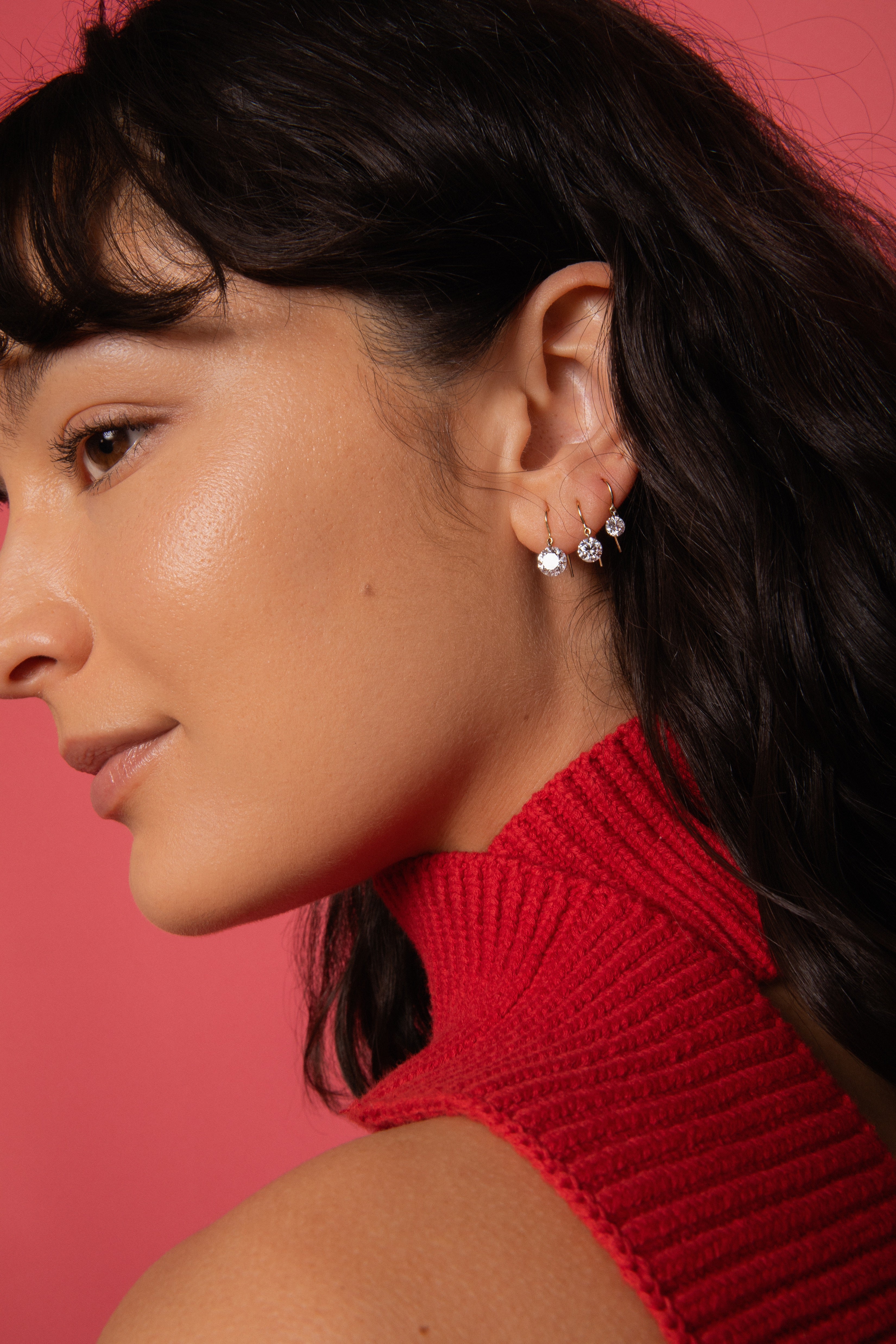Petite Pierced Diamond Earrings