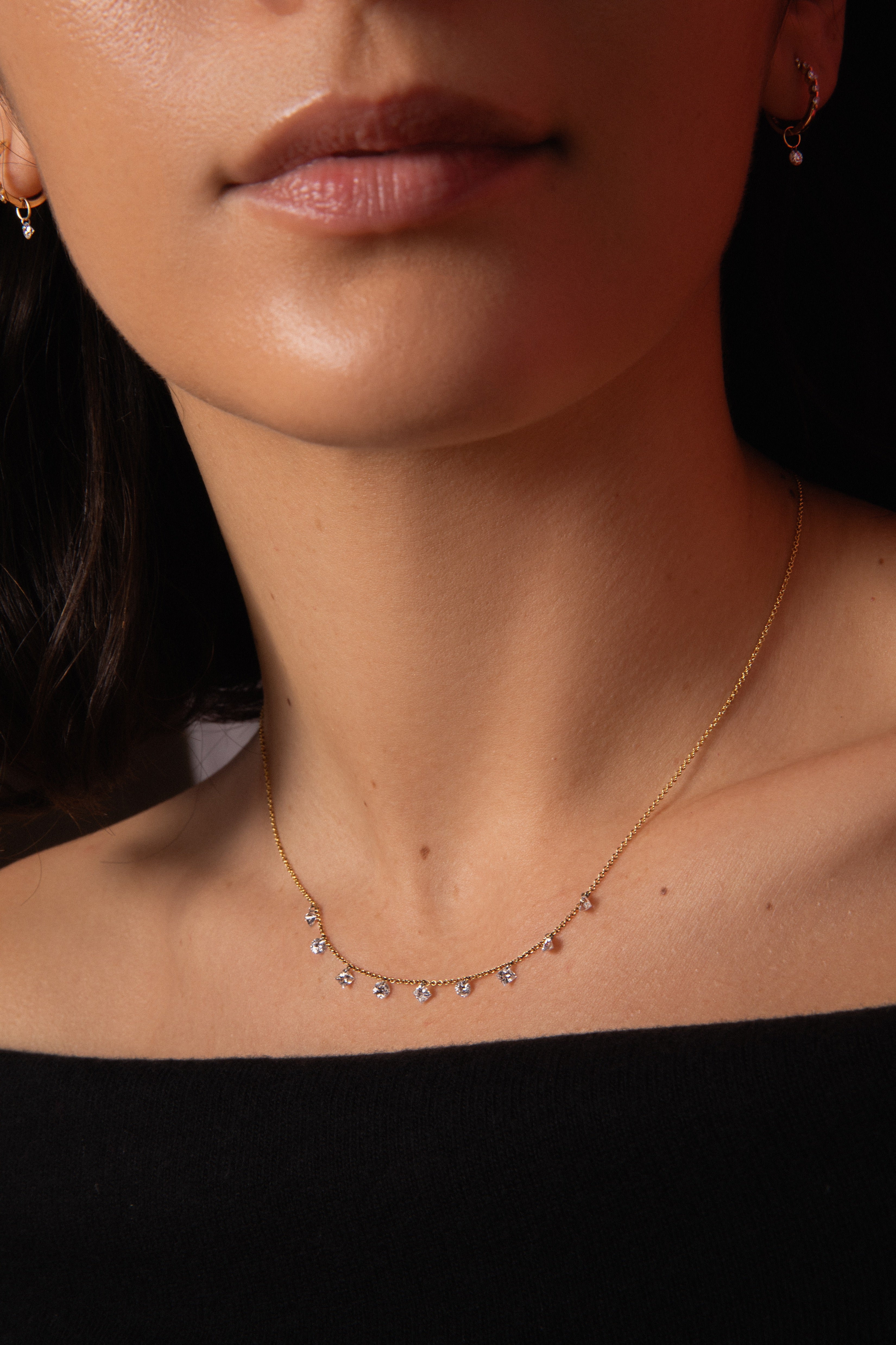 Pierced Round & Princess Diamond Necklace