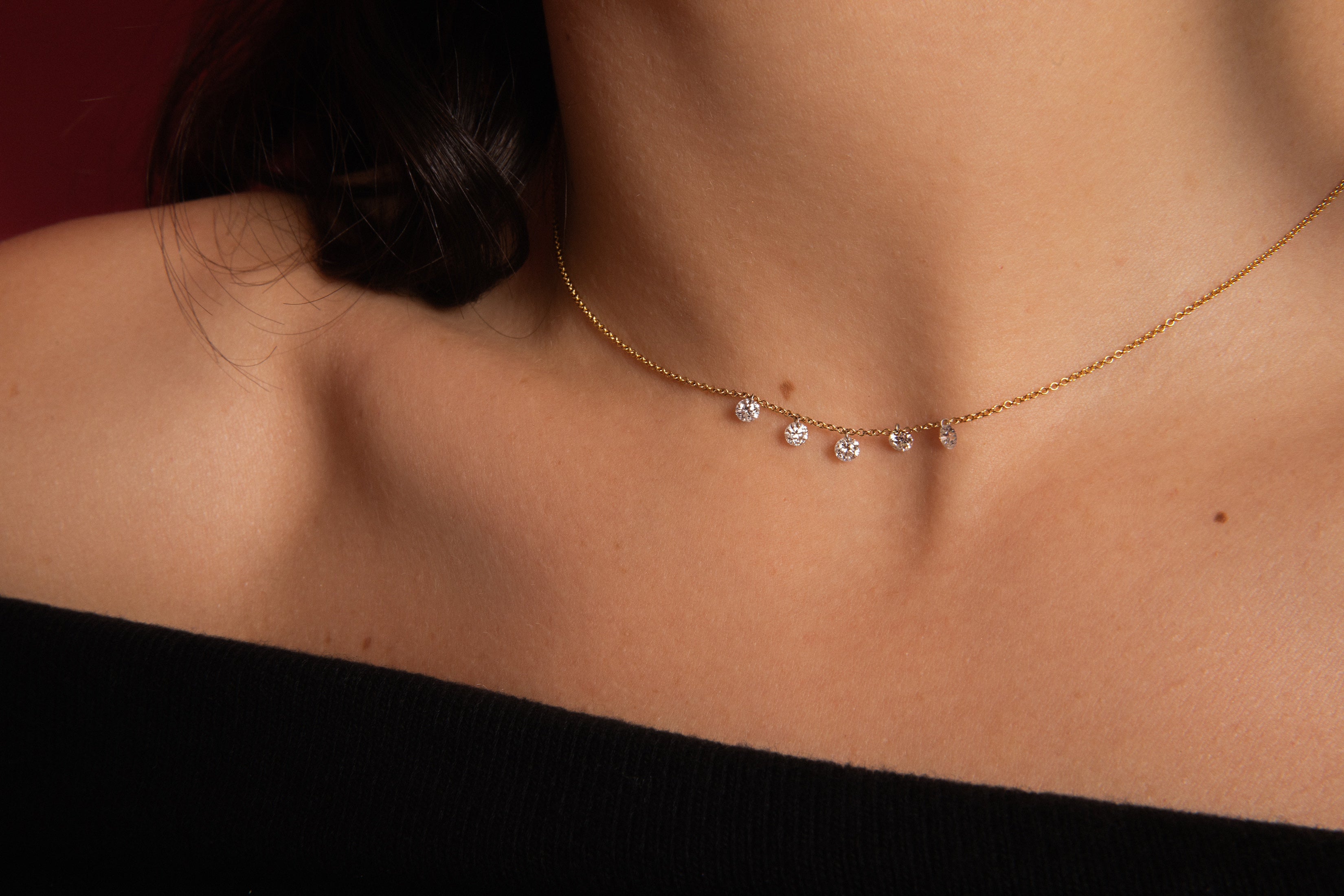Pierced Five Diamond Necklace