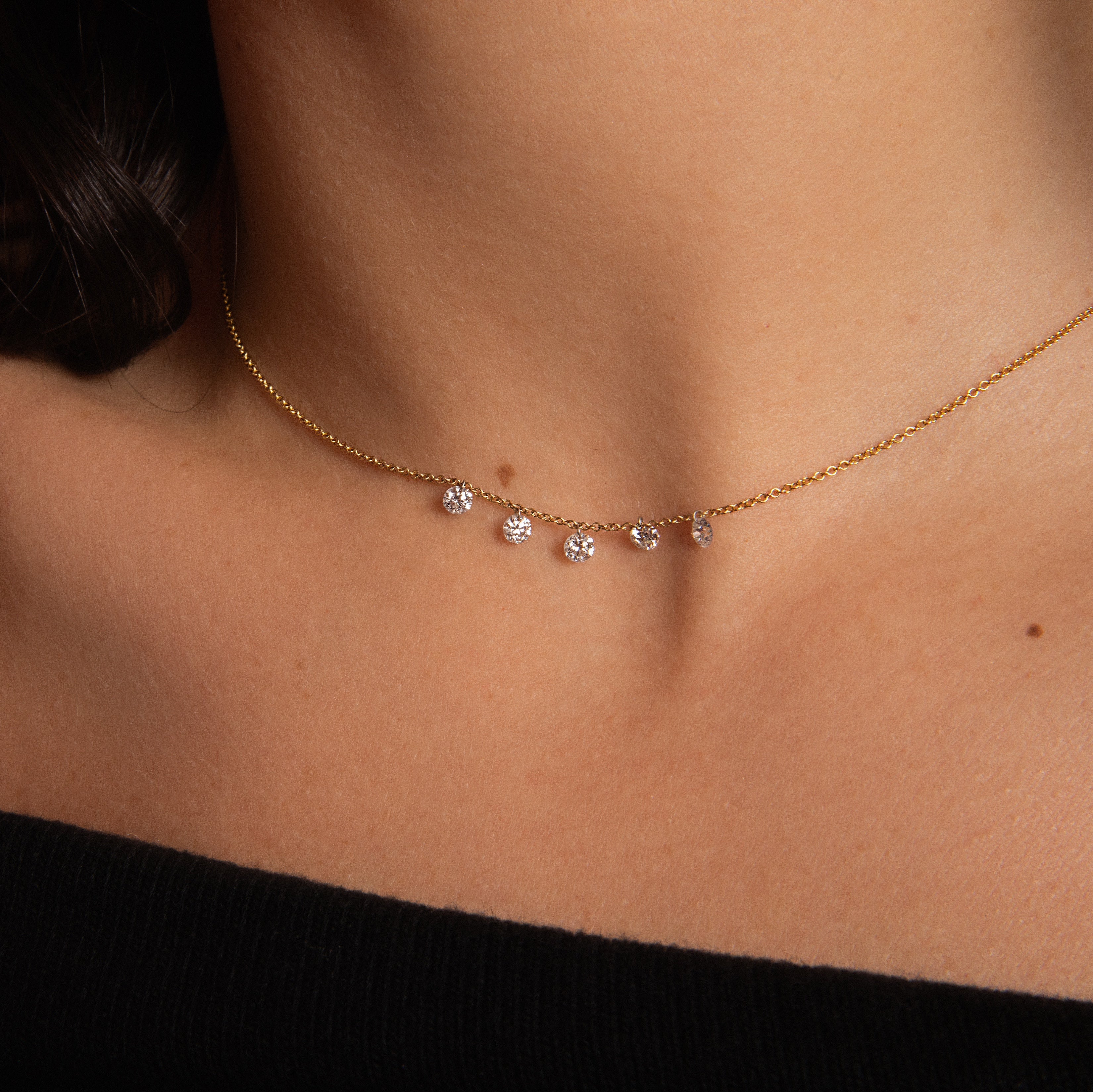 Pierced Five Diamond Necklace