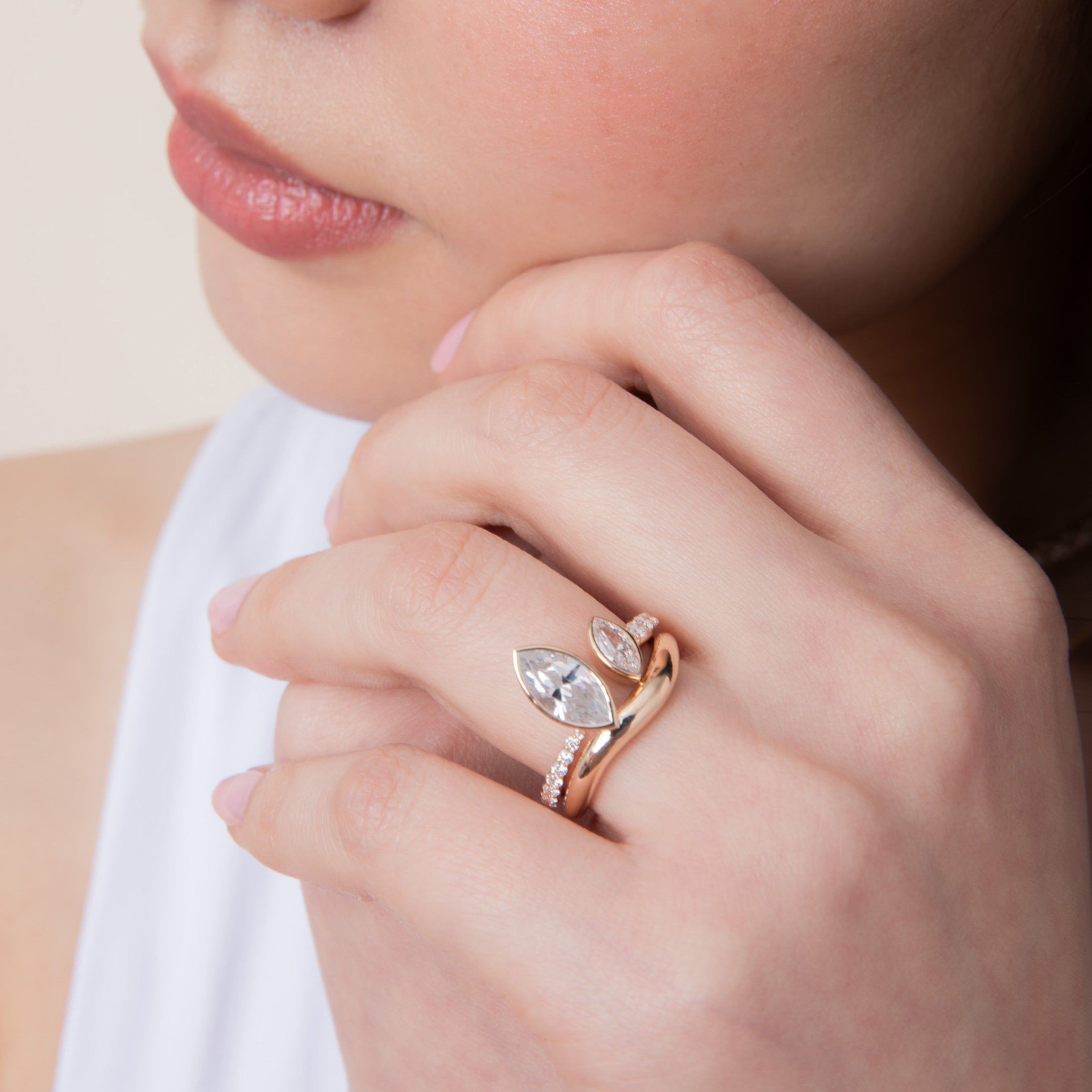 Open Pave Marquise Band