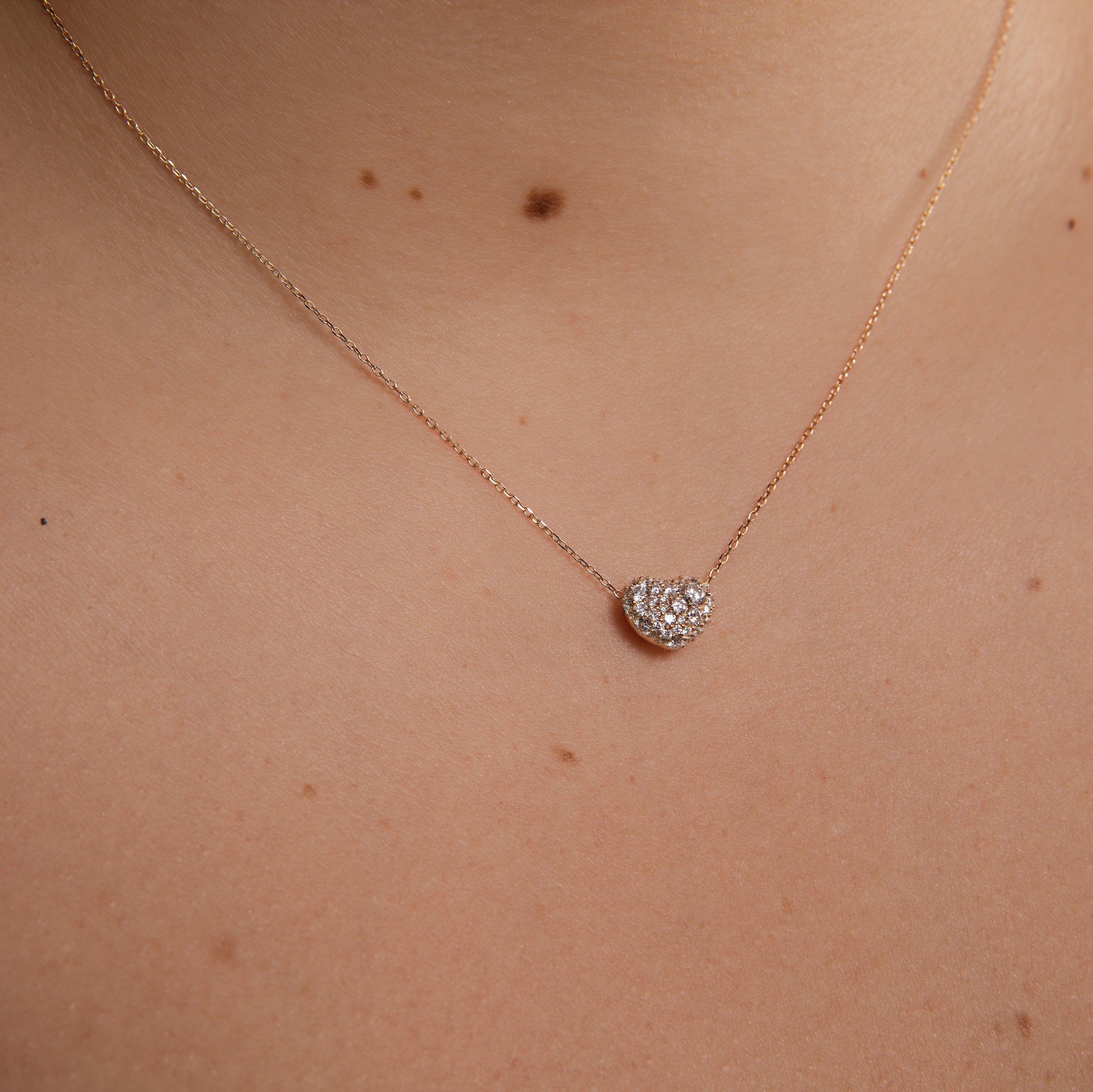 Pave Heart Pebble Pendant