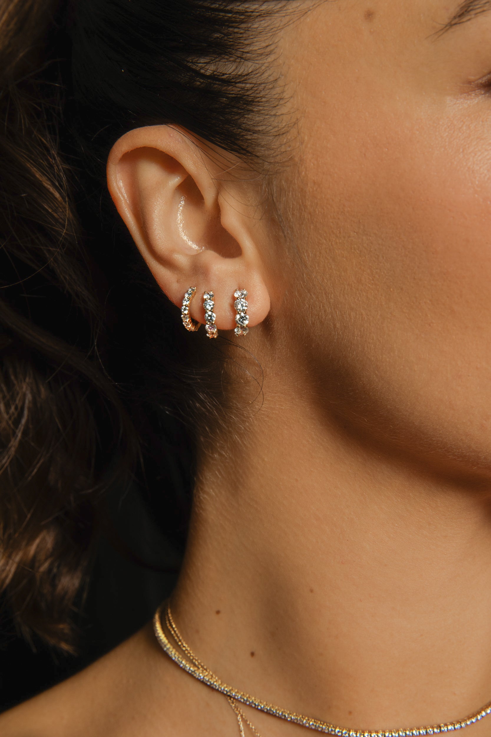 Double Prong Small Diamond Hoops