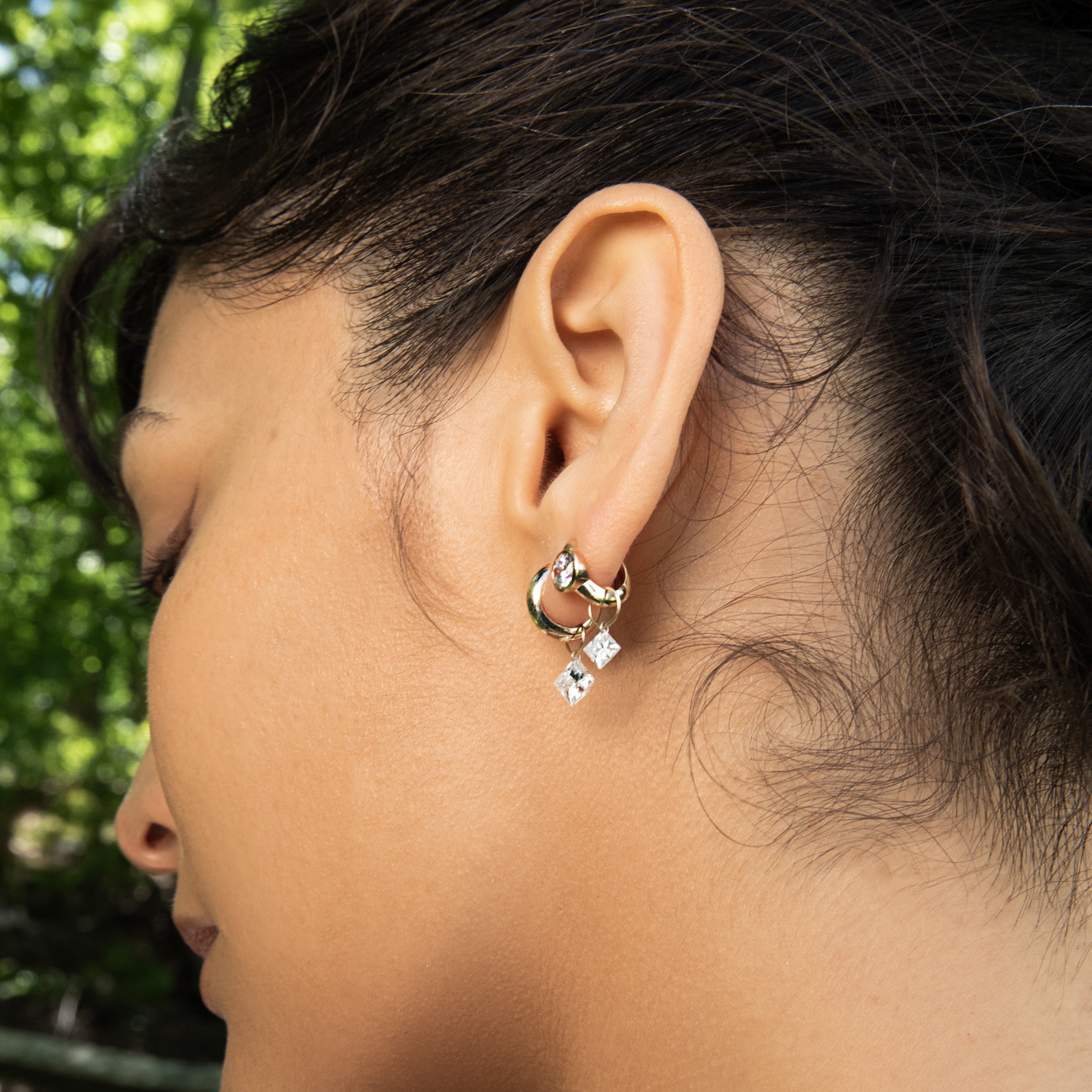 Small Princess Pierced Diamond Charm for Huggies
