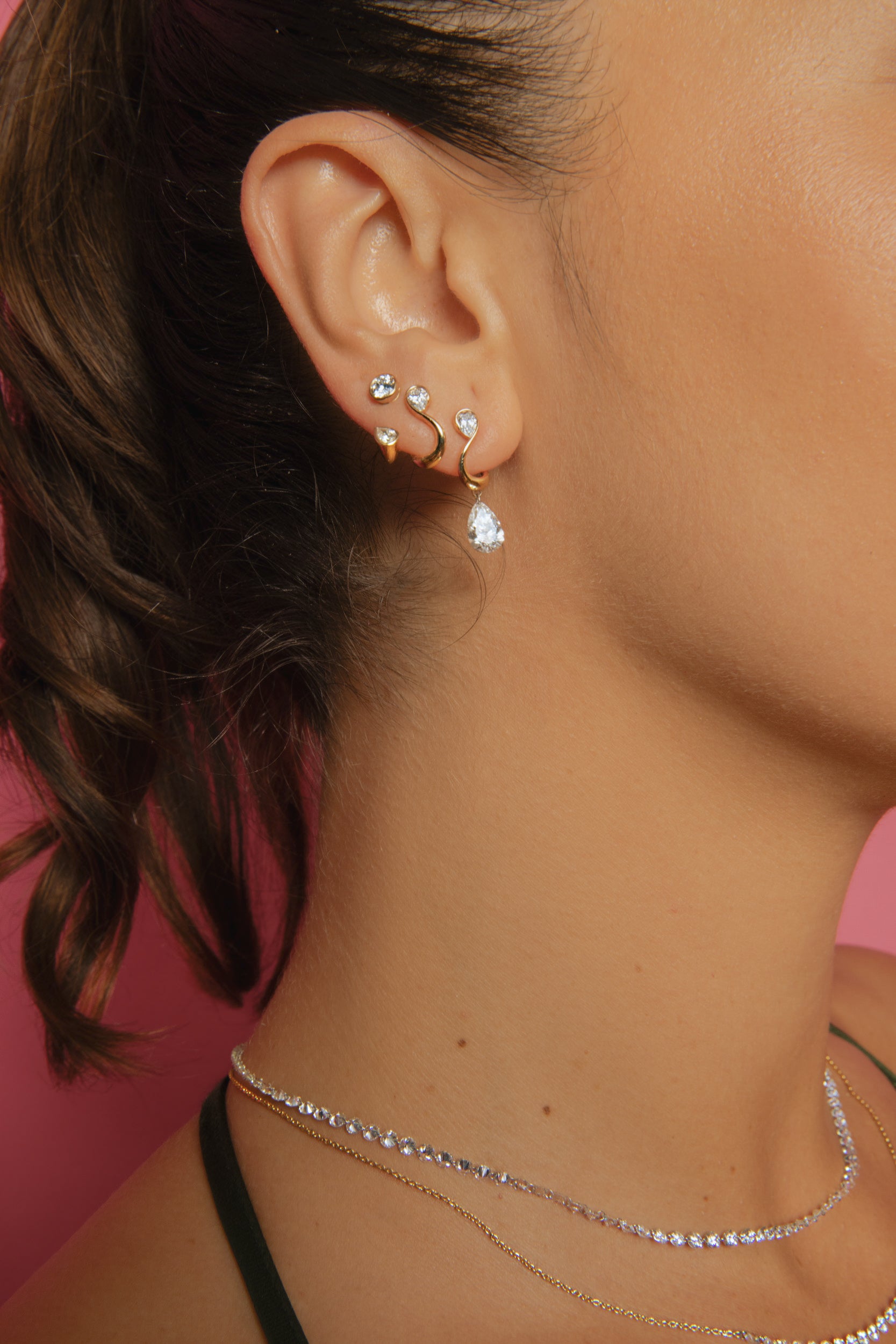 Diamond Forever Earring with Hanging Pear