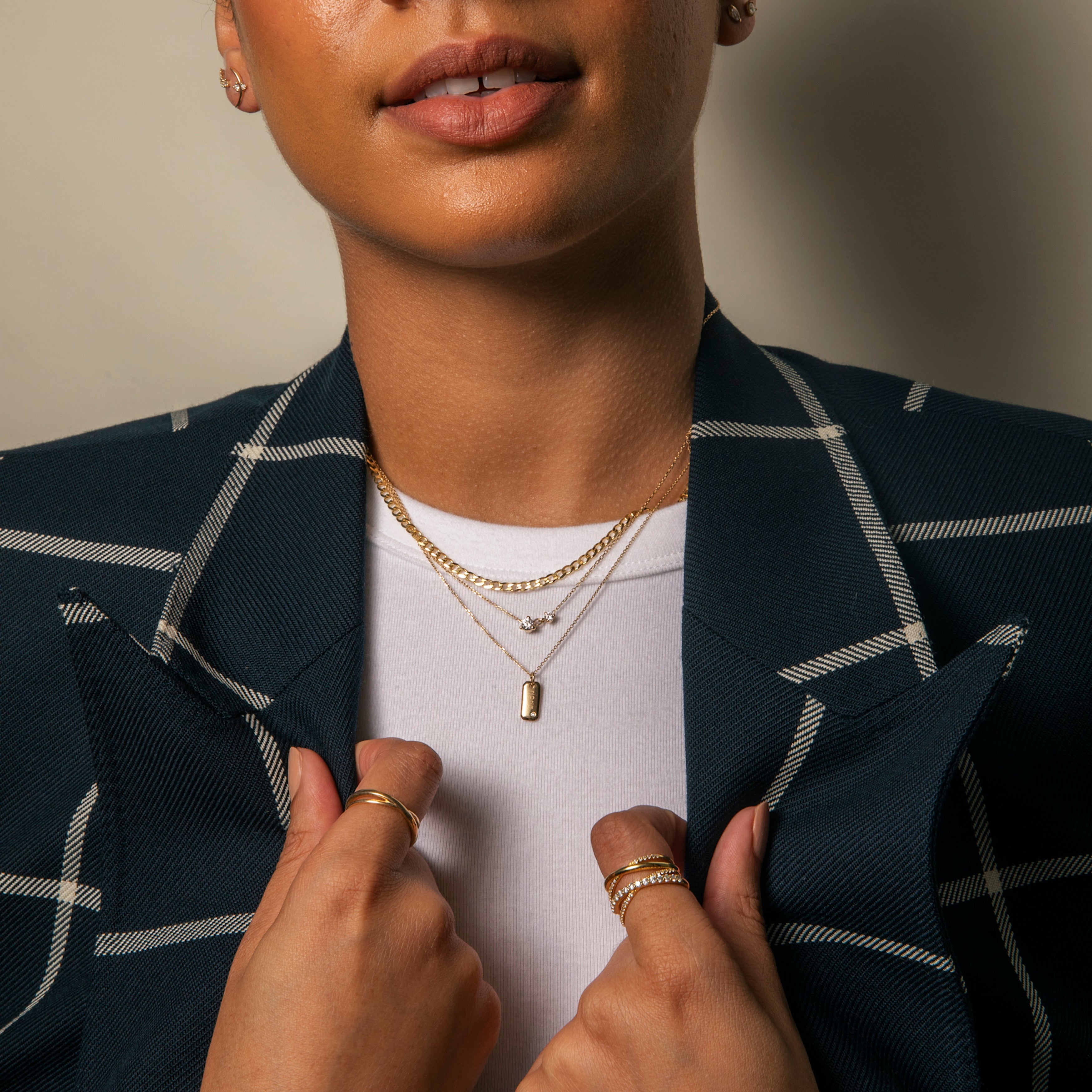 Delicate Curb Chain Accent Necklace no