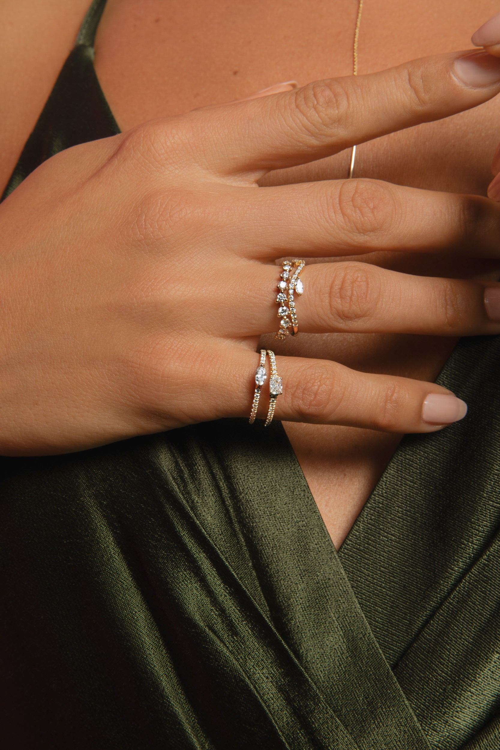 Emerald Ring with Pave Band