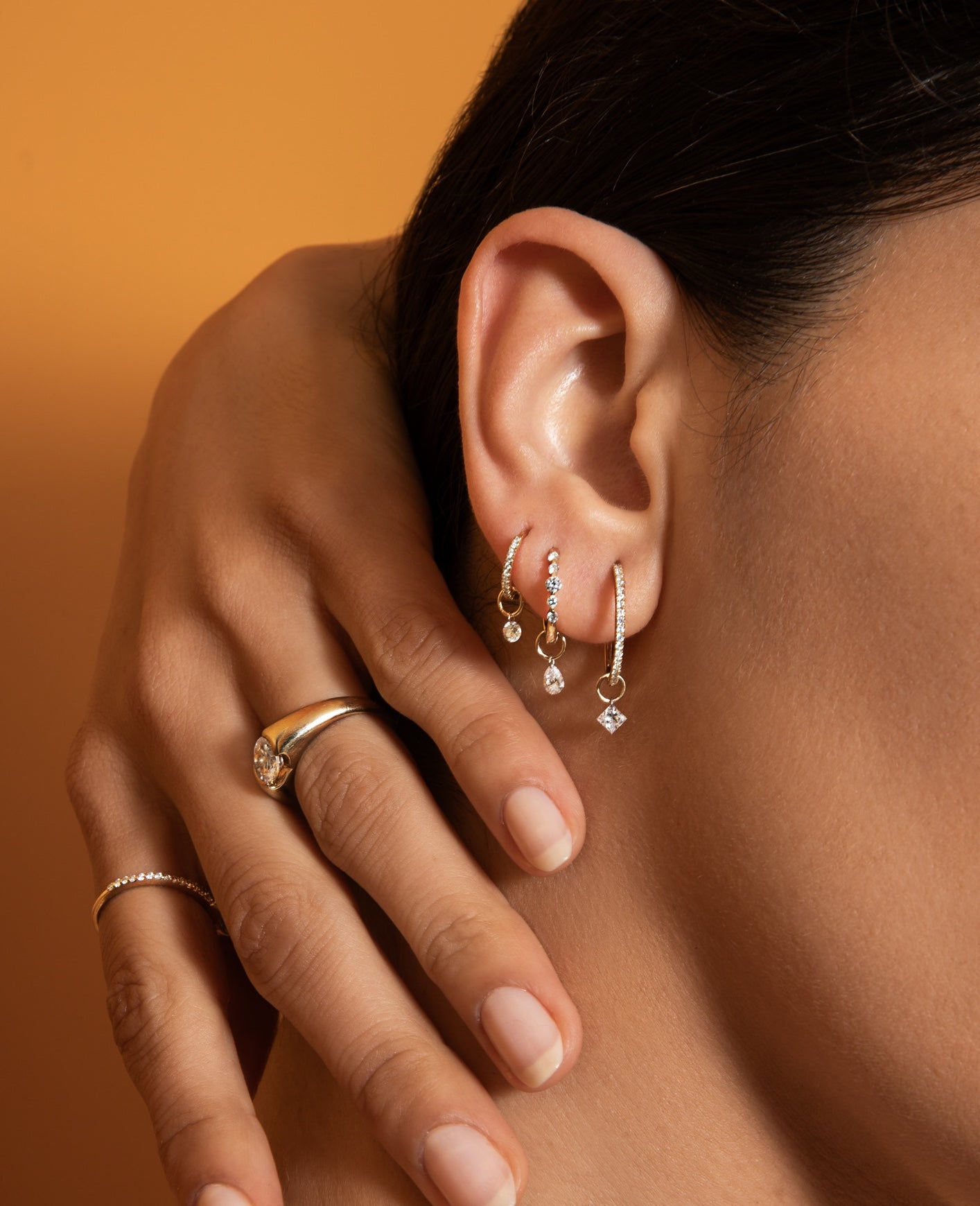 Graduating Diamond Hoops + Free Mini Diamond Charms