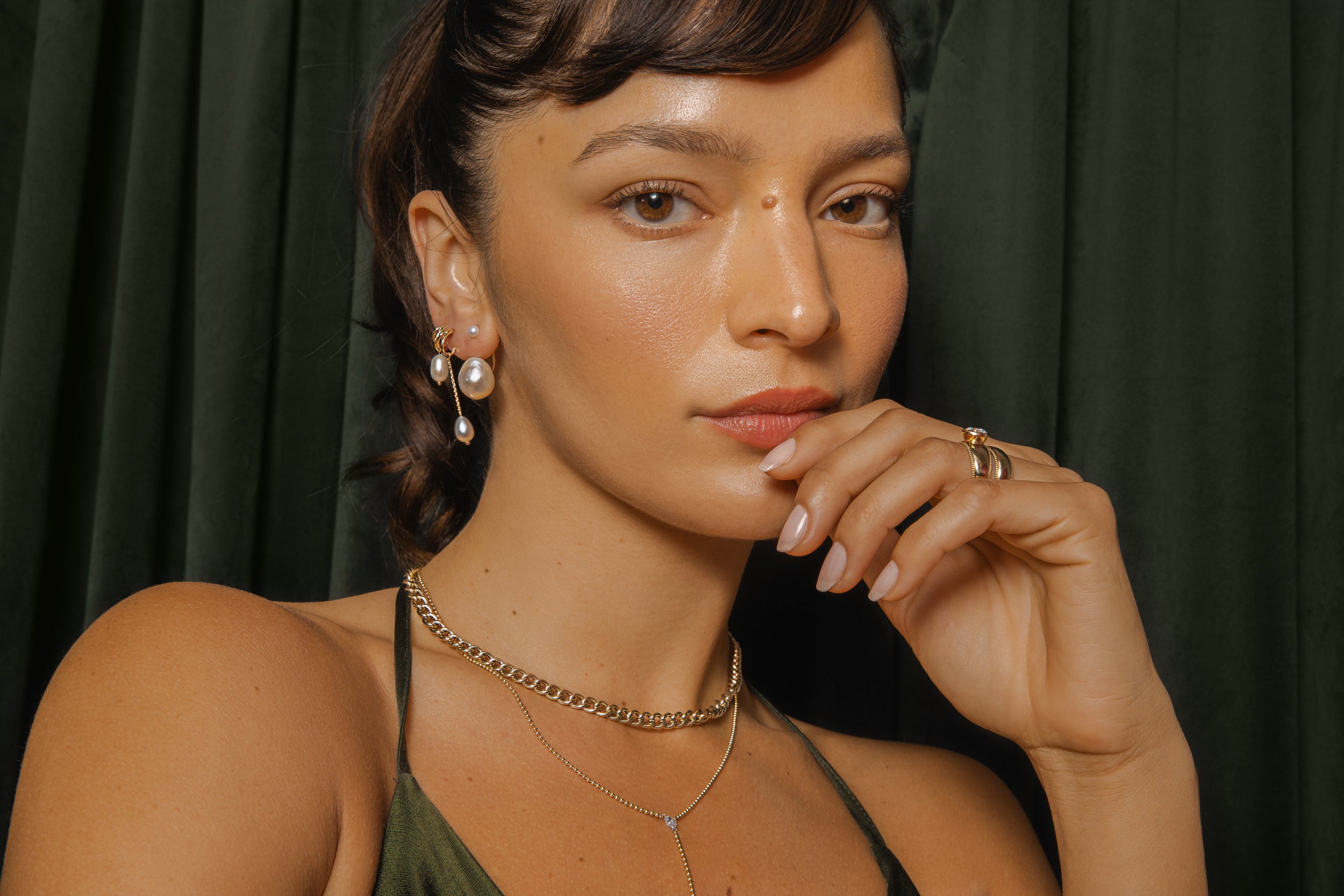 Pearl Studs with Pearl Earring Jacket Pair