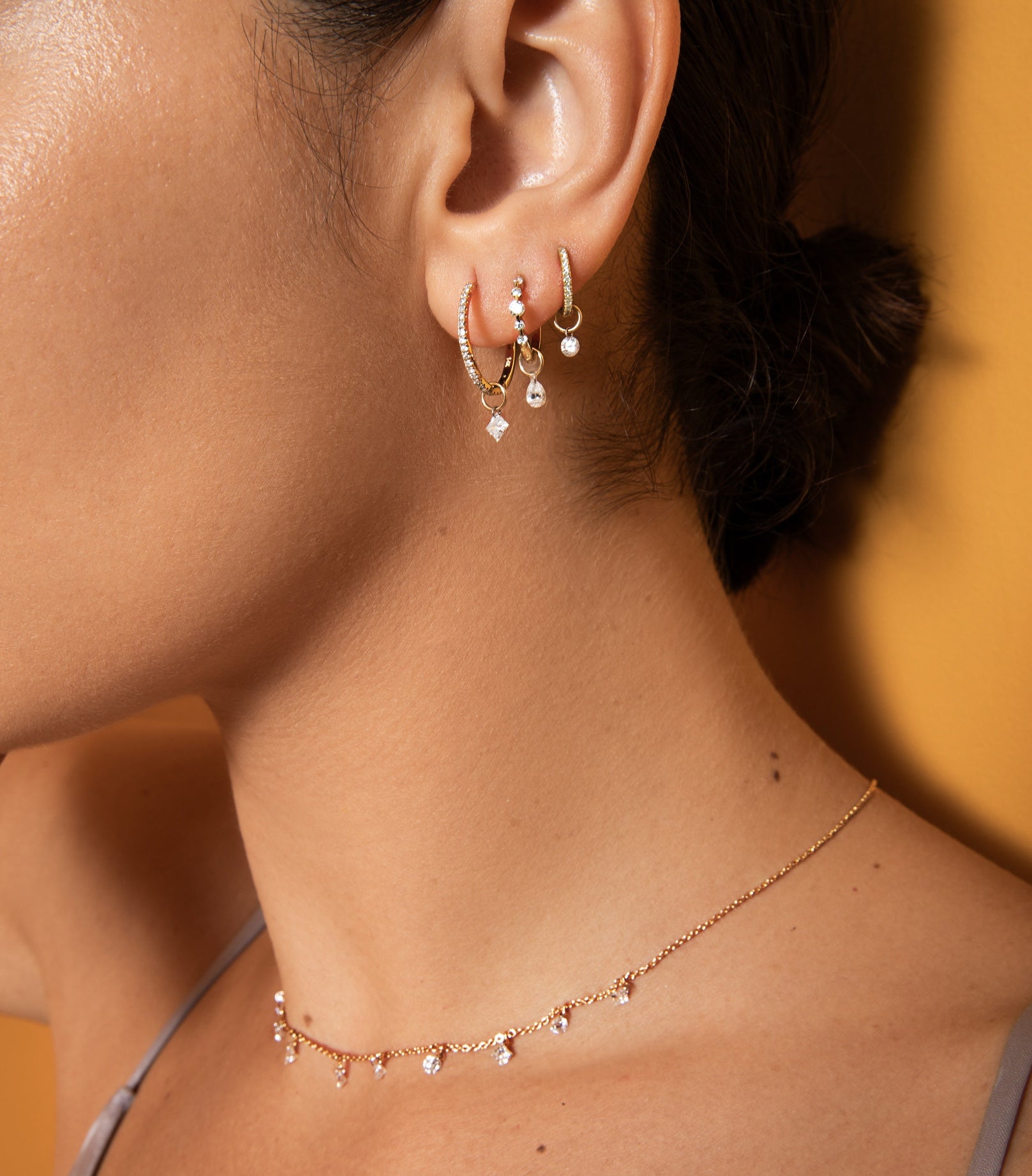 Graduating Diamond Hoops + Free Mini Diamond Charms