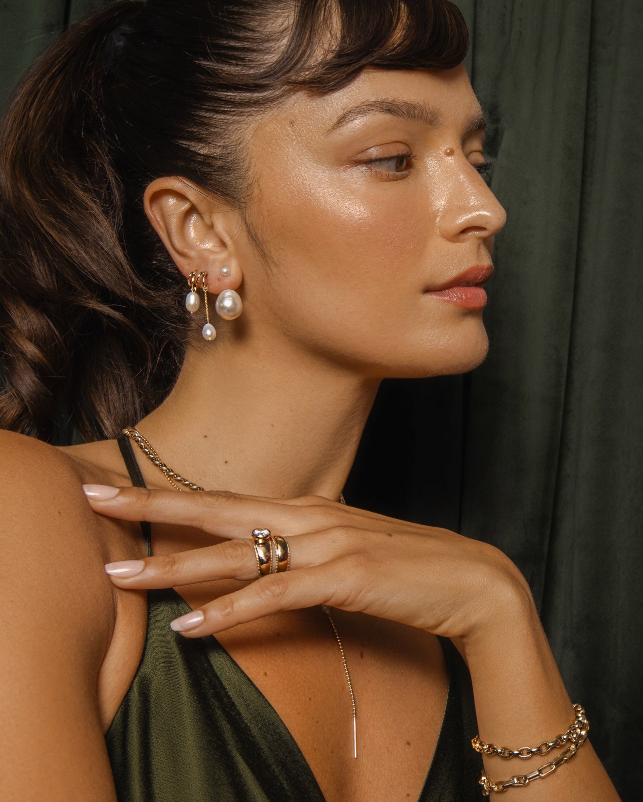 SRJ x KJH Webbed Hoop with Pearl Chain
