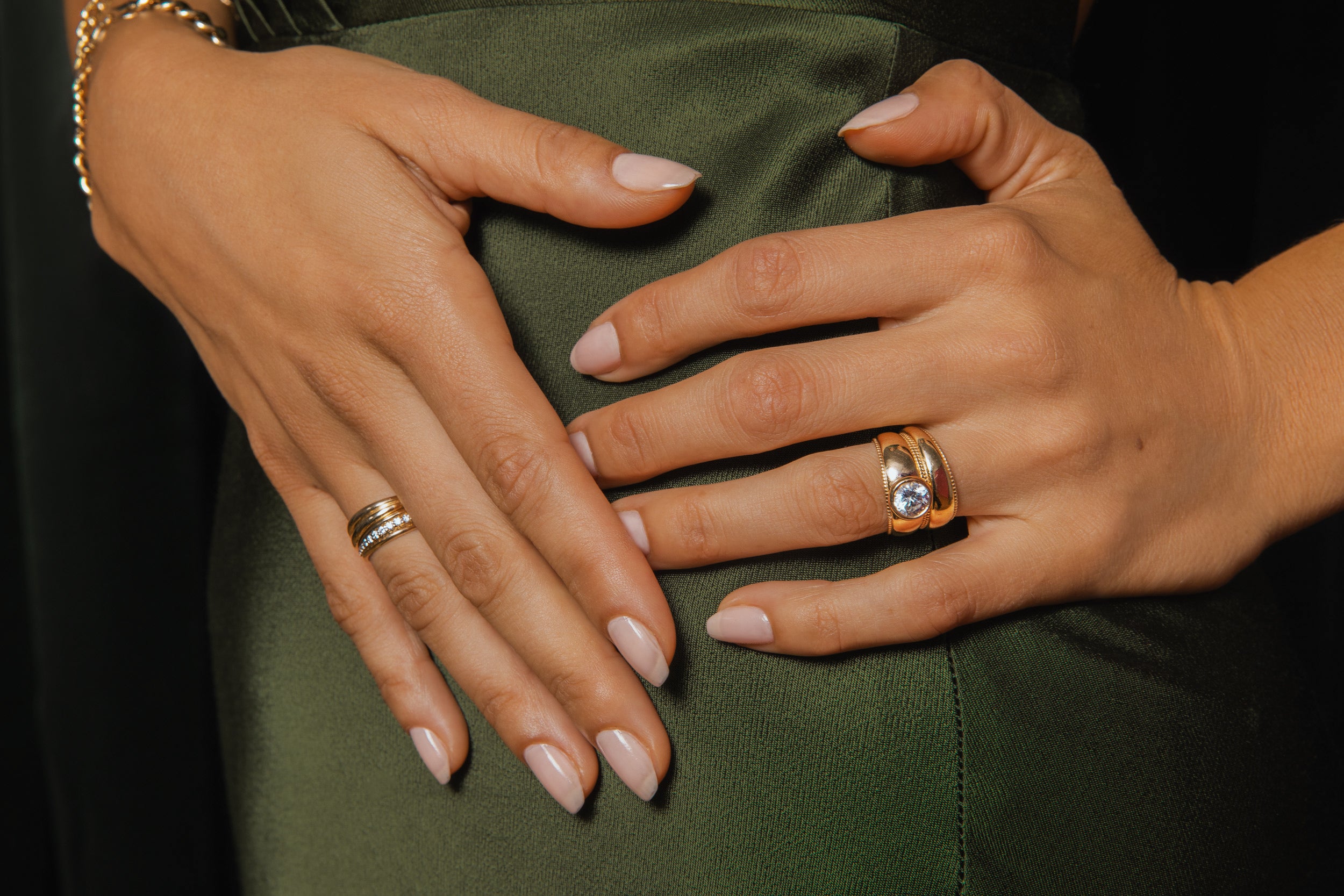 Wide Engagement Ring with Milgrain