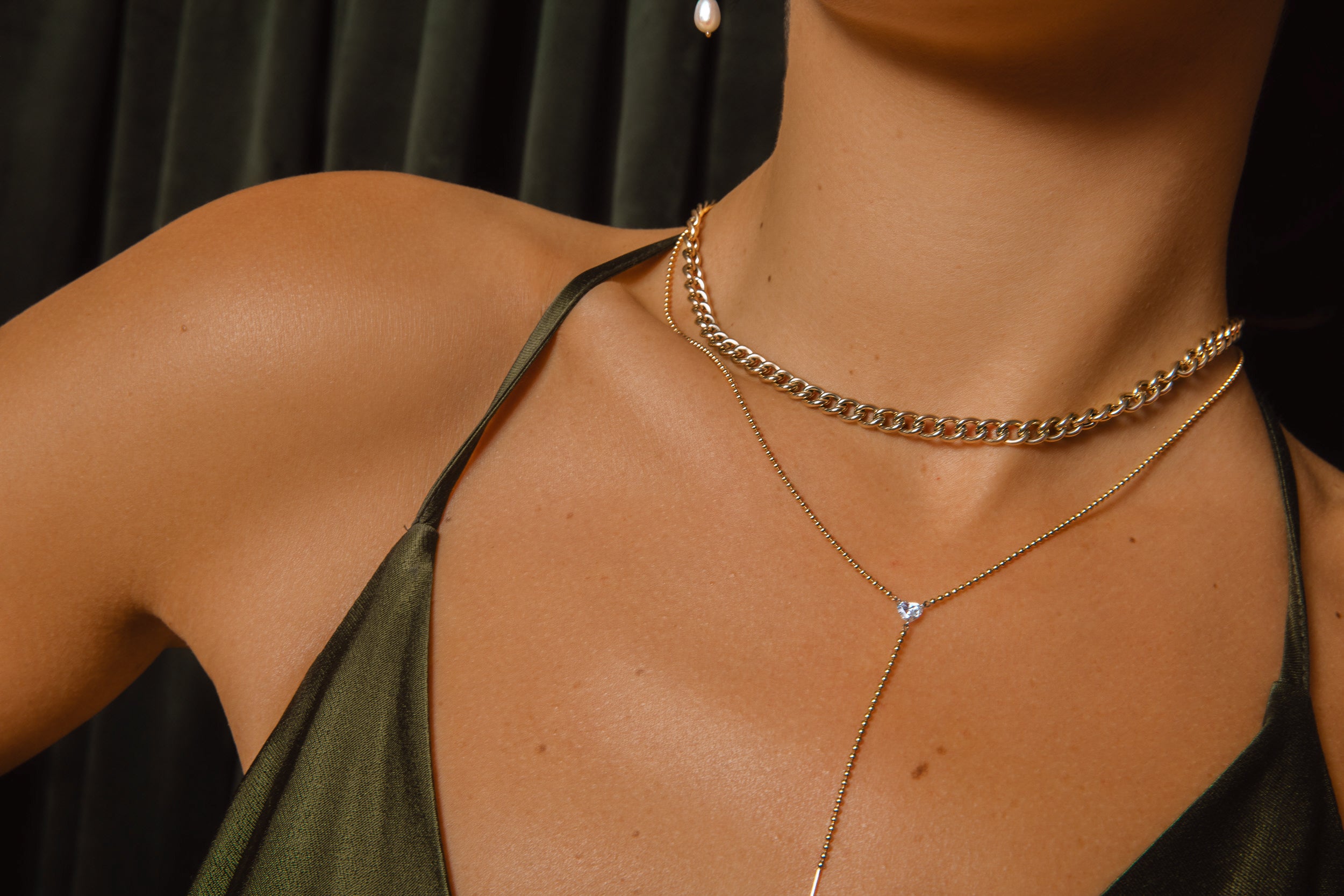 Beaded Pierced Heart Lariat