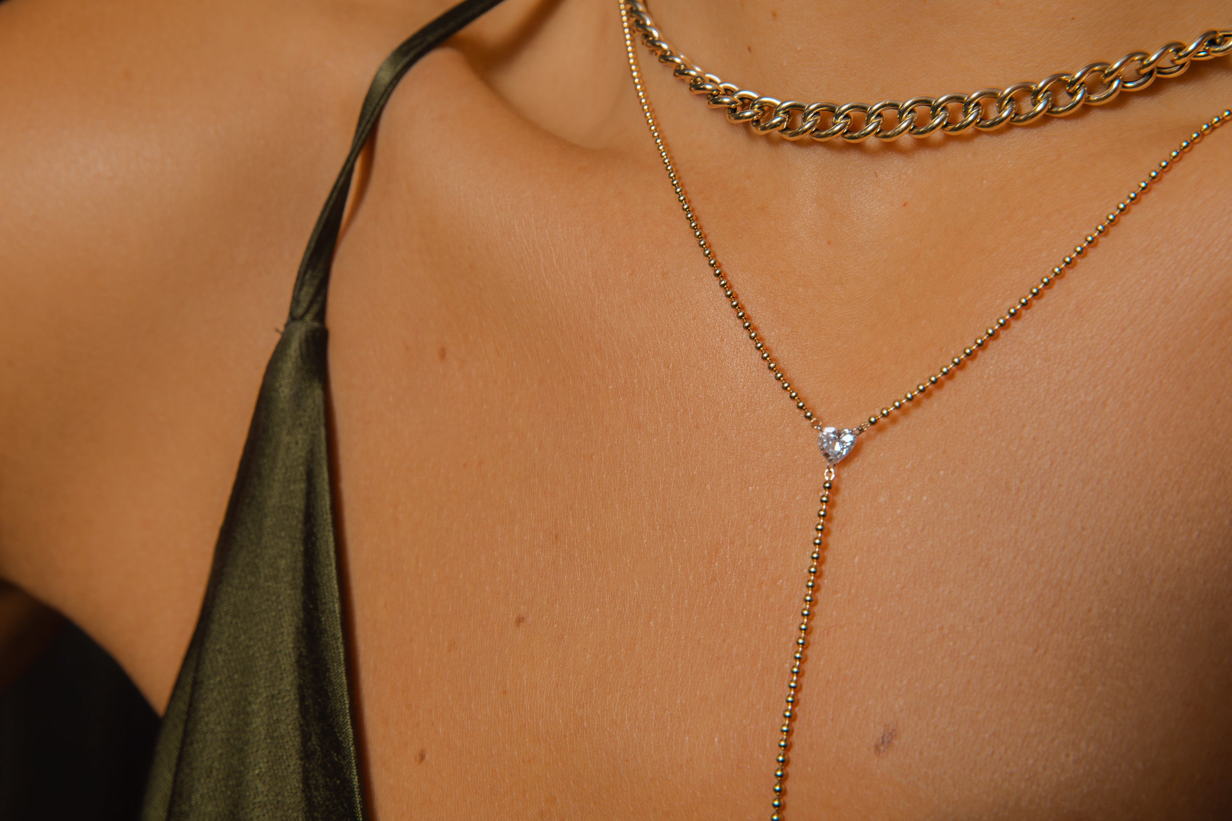 Beaded Pierced Heart Lariat
