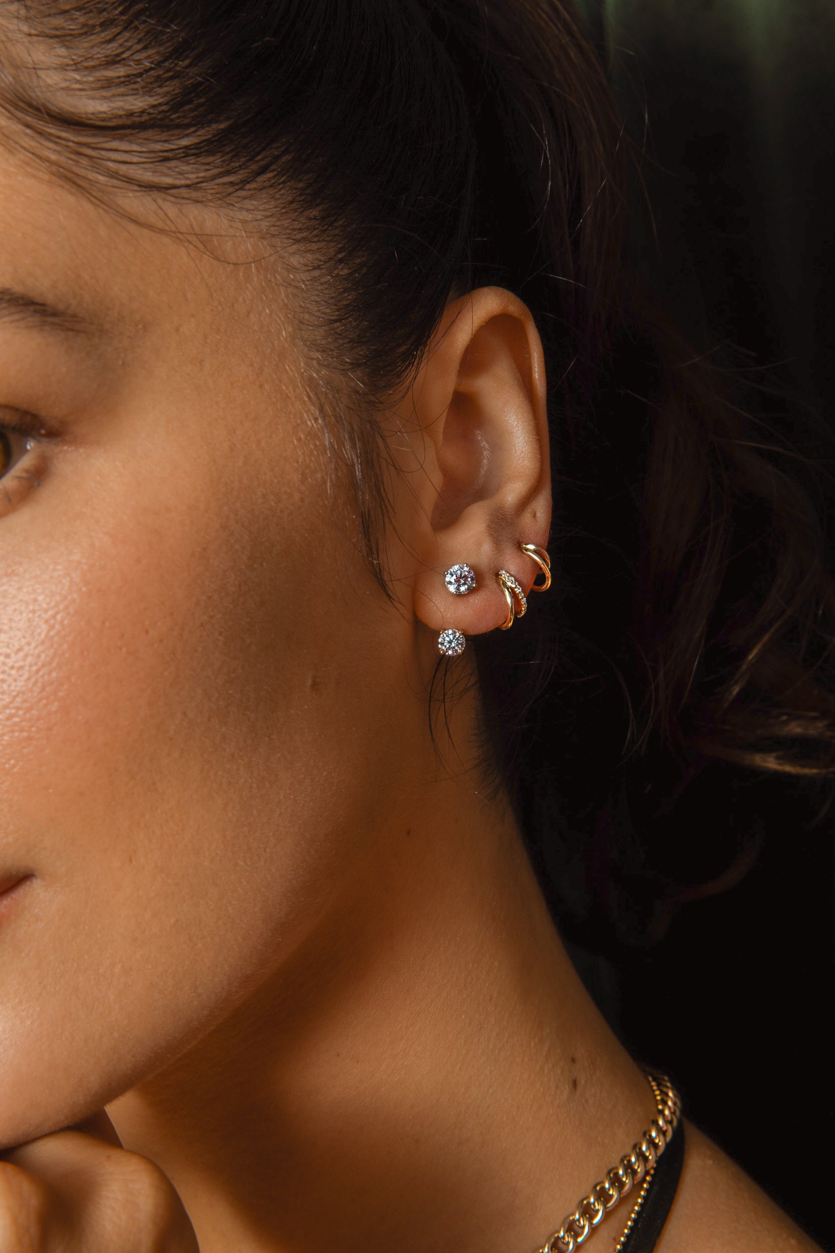 Diamond Studs with Diamond Earring Jacket Pair