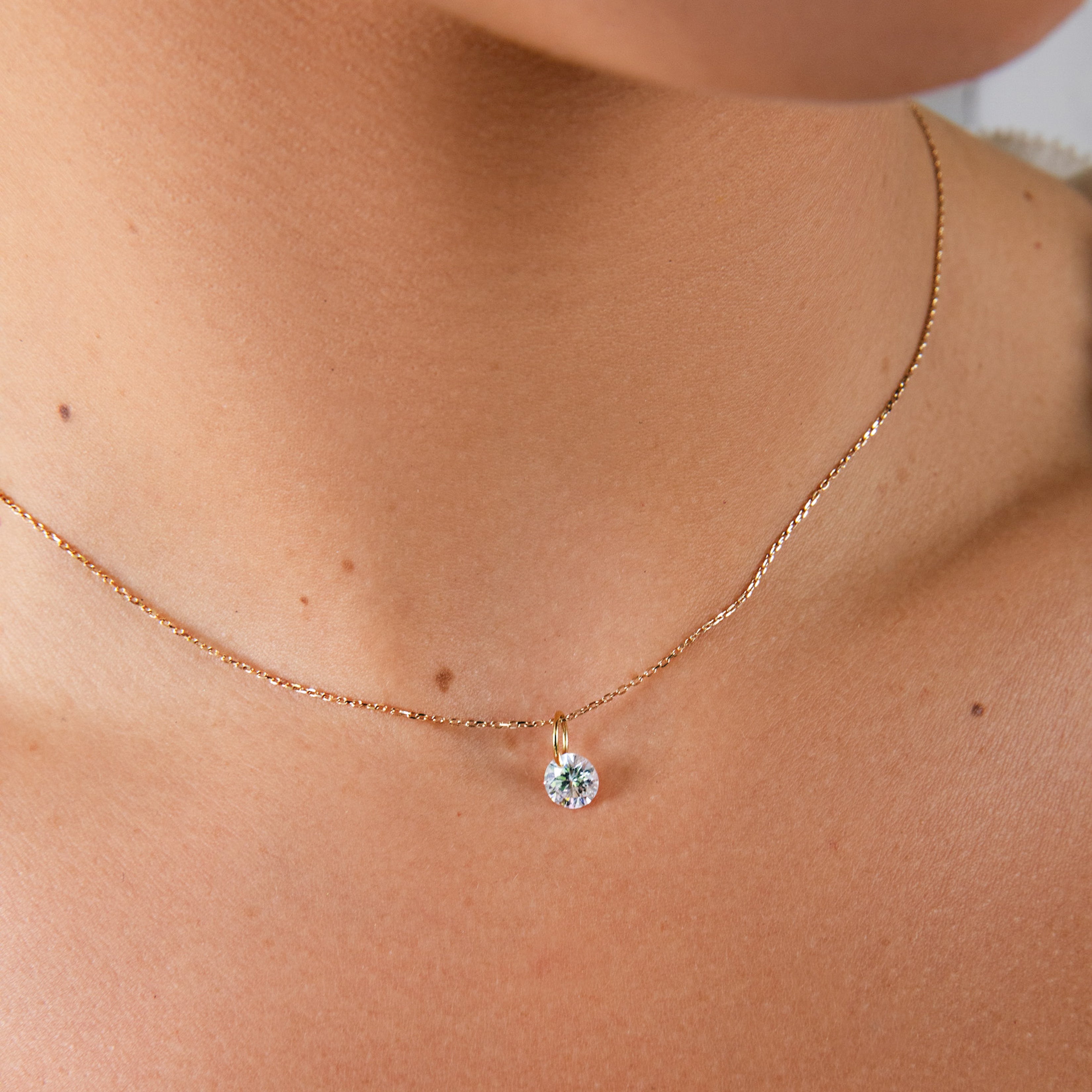 XL Round Pierced Diamond Charm + Free Chain Necklace