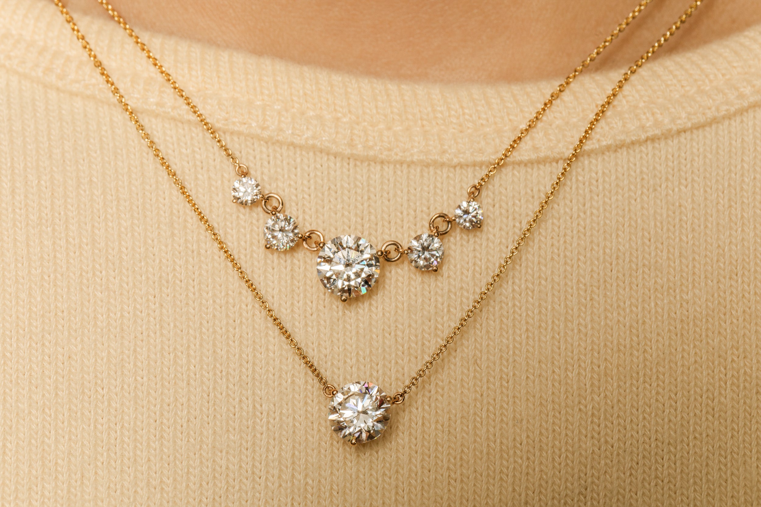 Graduating Diamond Fluted Necklace