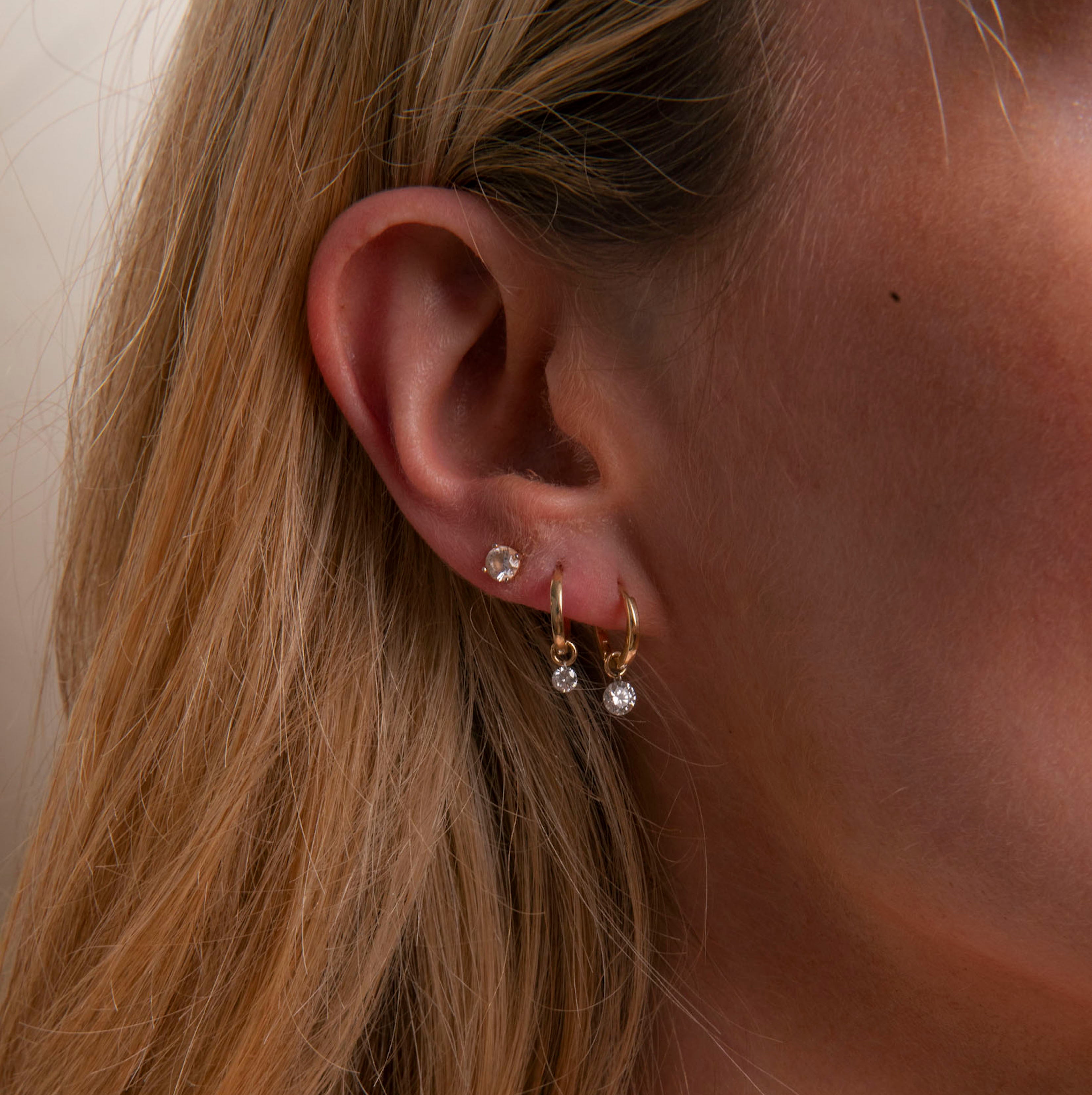 Mini Round Pierced Diamond Charm for Huggies