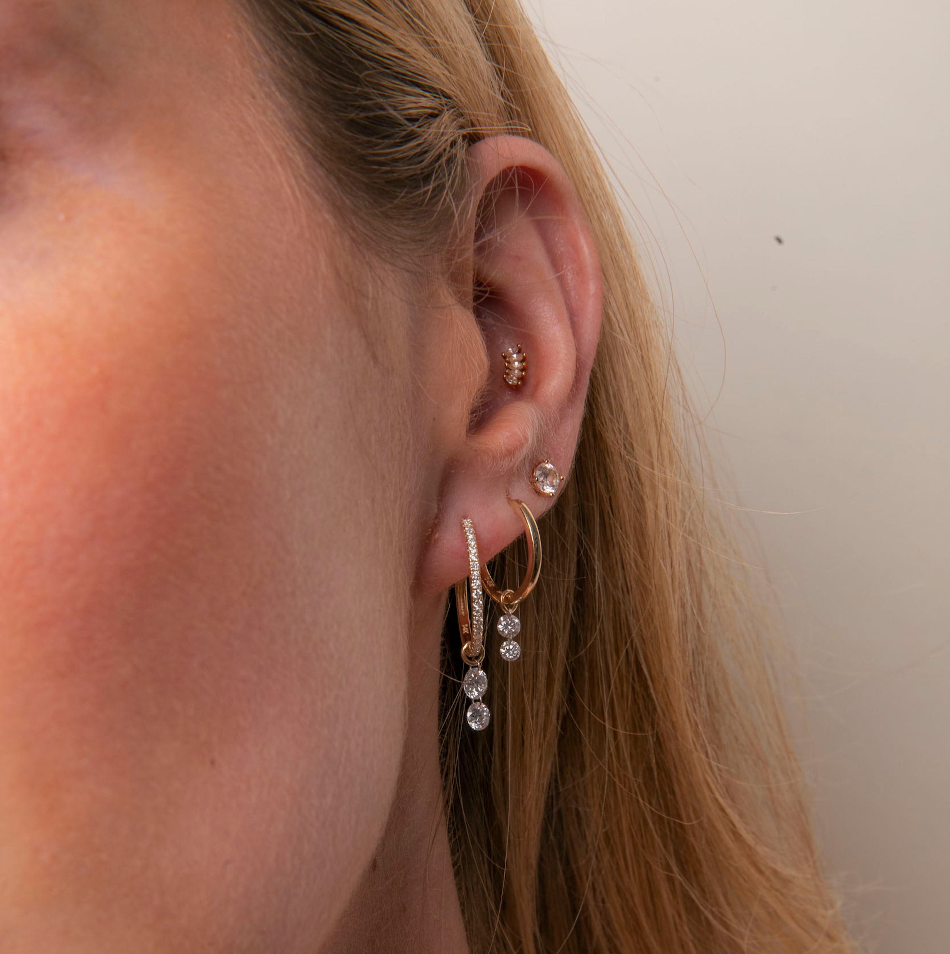 Large Double Pierced Diamond Charm for Huggies