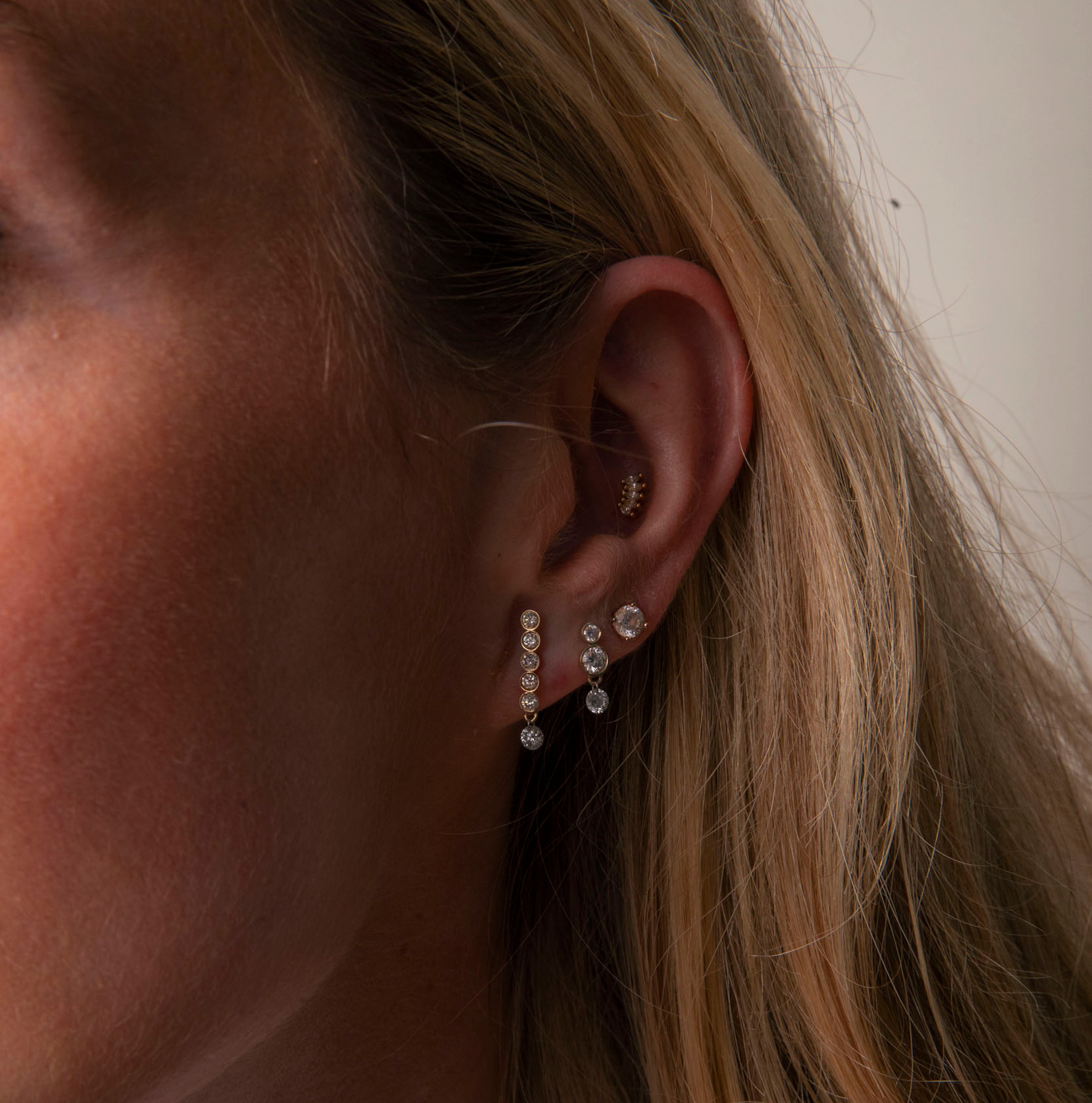 Duo with Hanging Pierced Diamond Earring